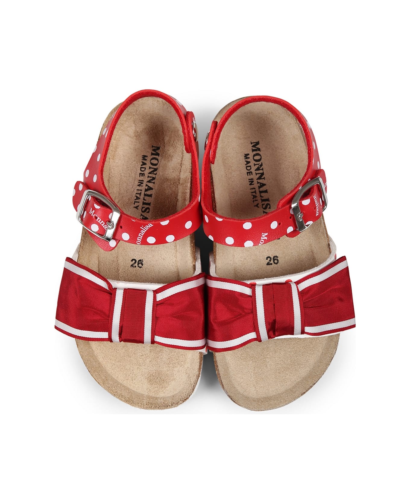 Monnalisa Red Sandals For Girl With Bow - Red