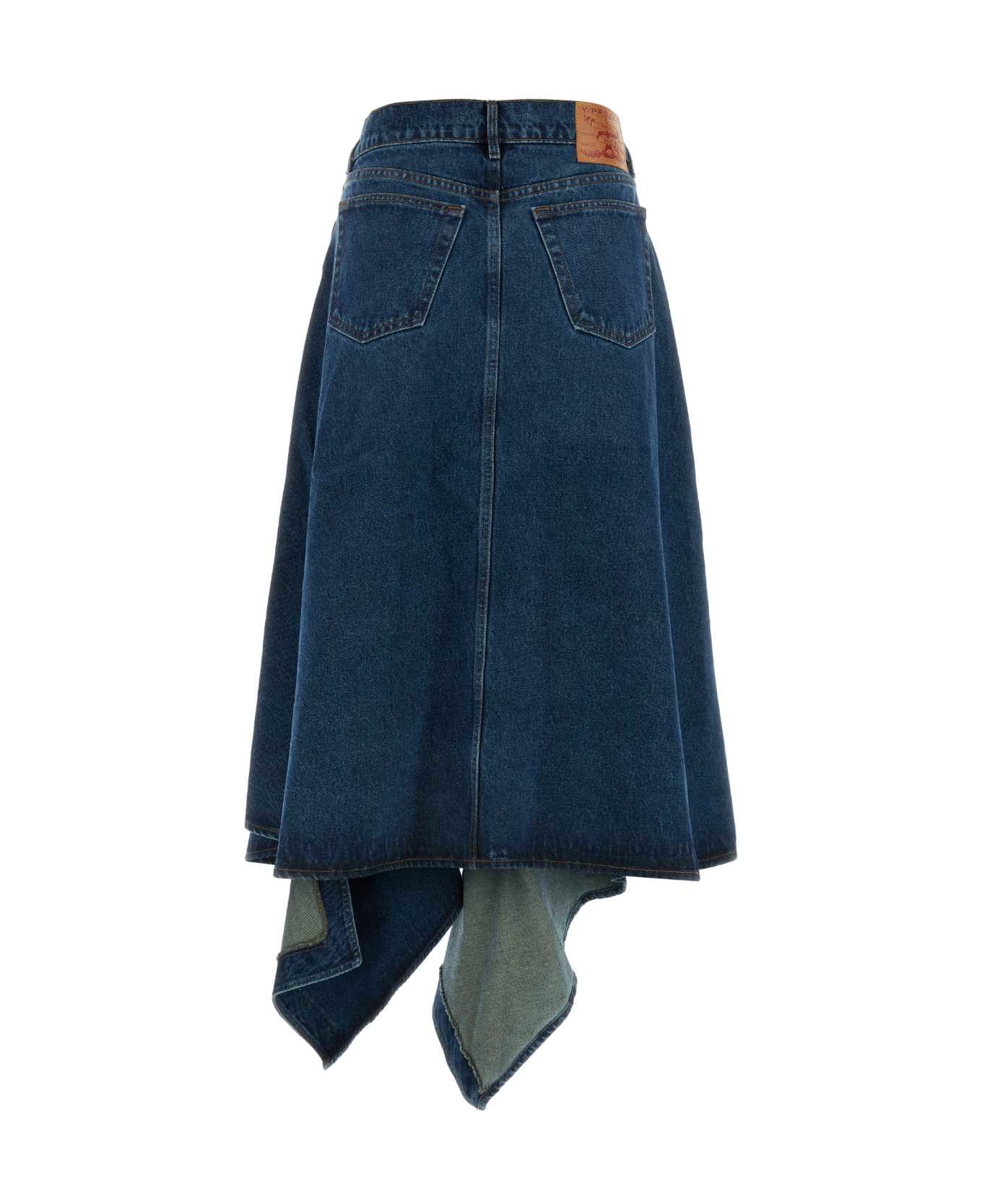 Y/Project Denim Skirt - EVERGREEN VINTAGE BLUE