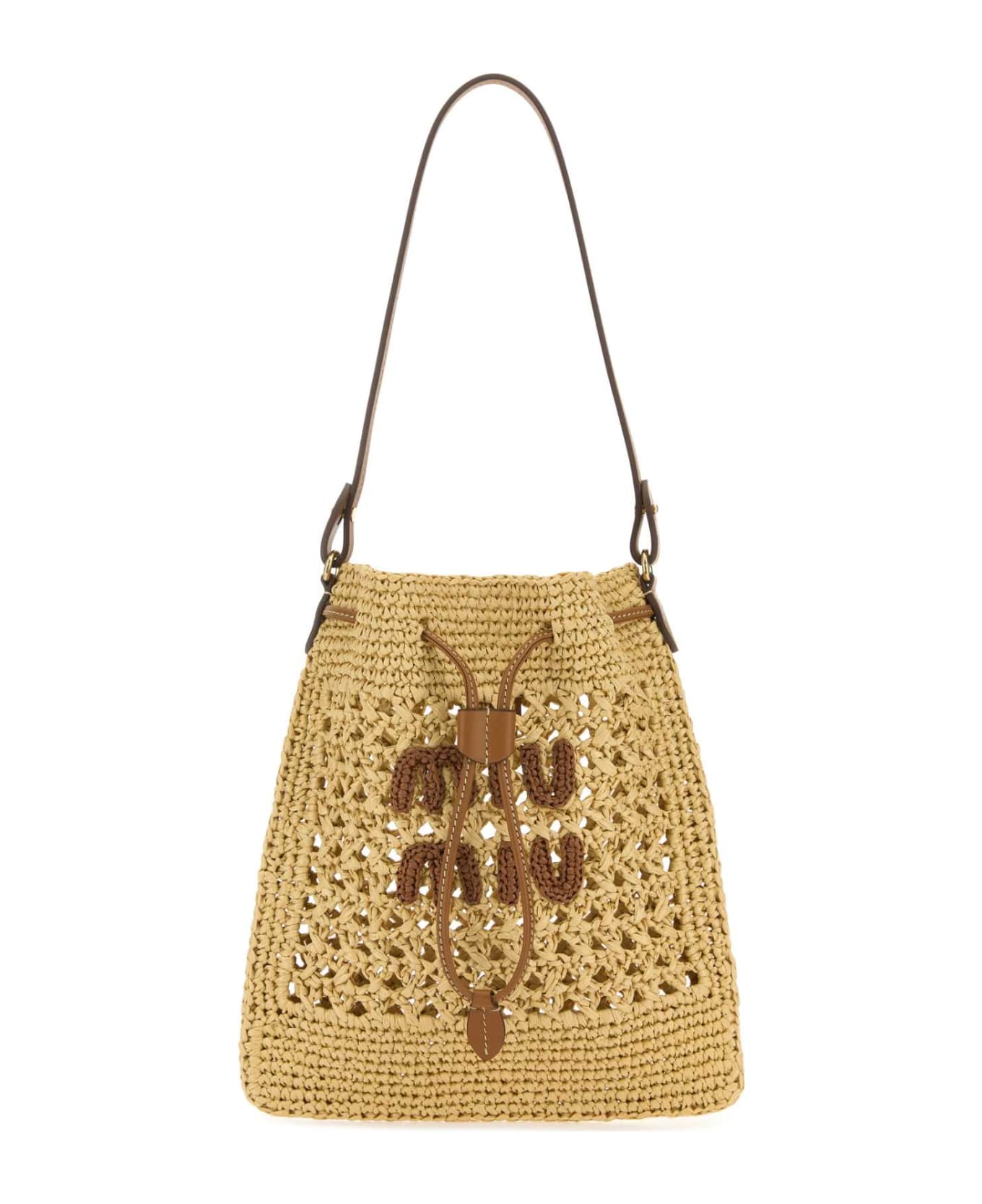 Miu Miu Raffia Shoulder Bag - NATURALECOGNAC