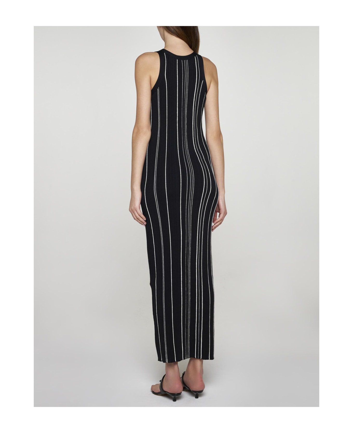 Totême Striped Rib-knit Maxi Dress - BLACK