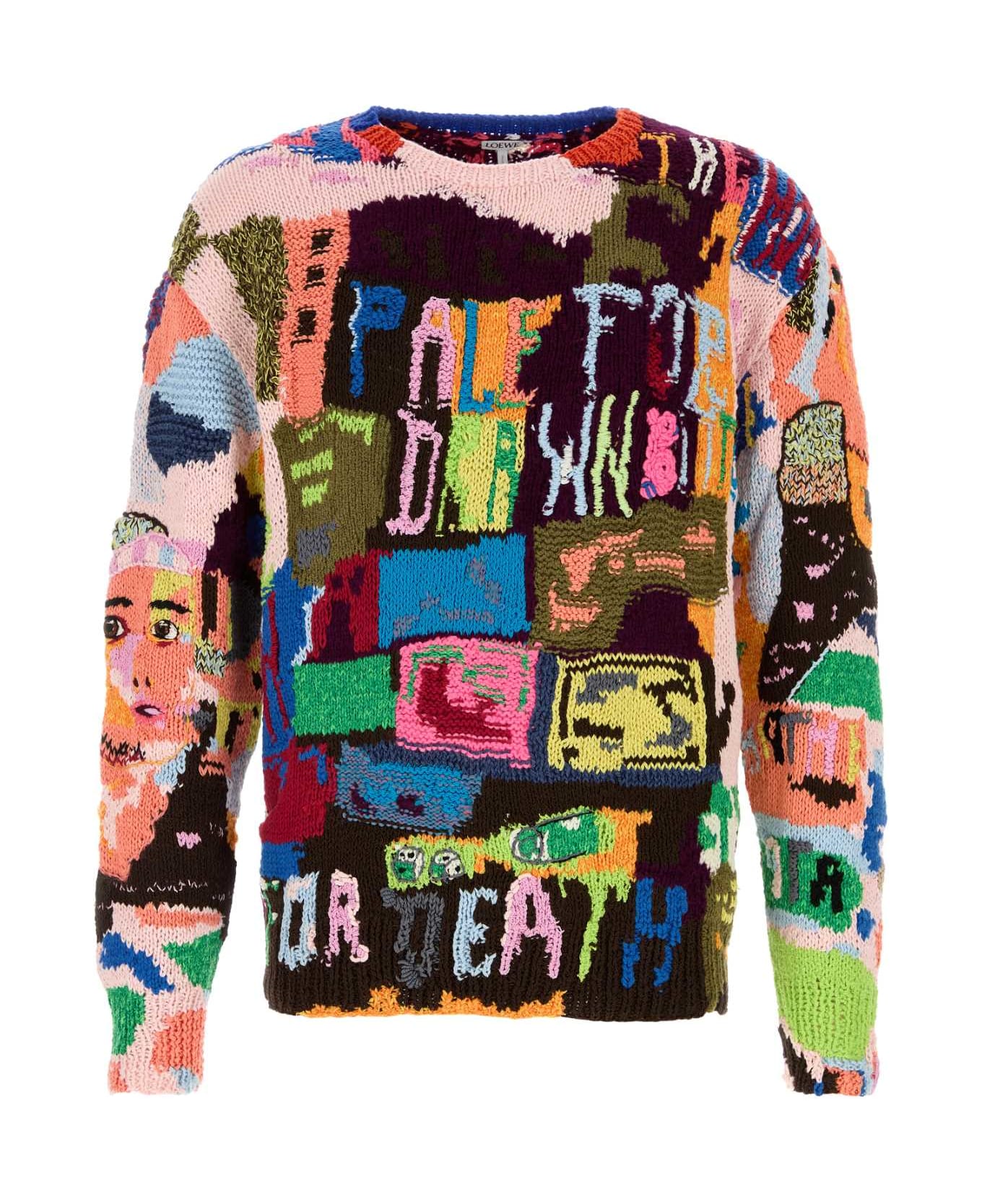 Loewe Embroidered Wool Blend Sweater - MULTICOLOR