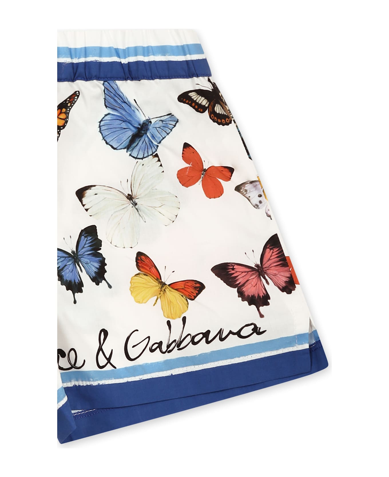 Dolce & Gabbana White Shorts For Baby Girl With Butterflies - White