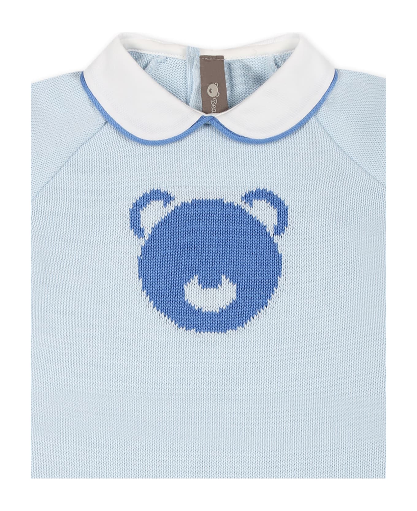 Little Bear Light Blue Babygrow For Baby Boy With Bear - Light Blue