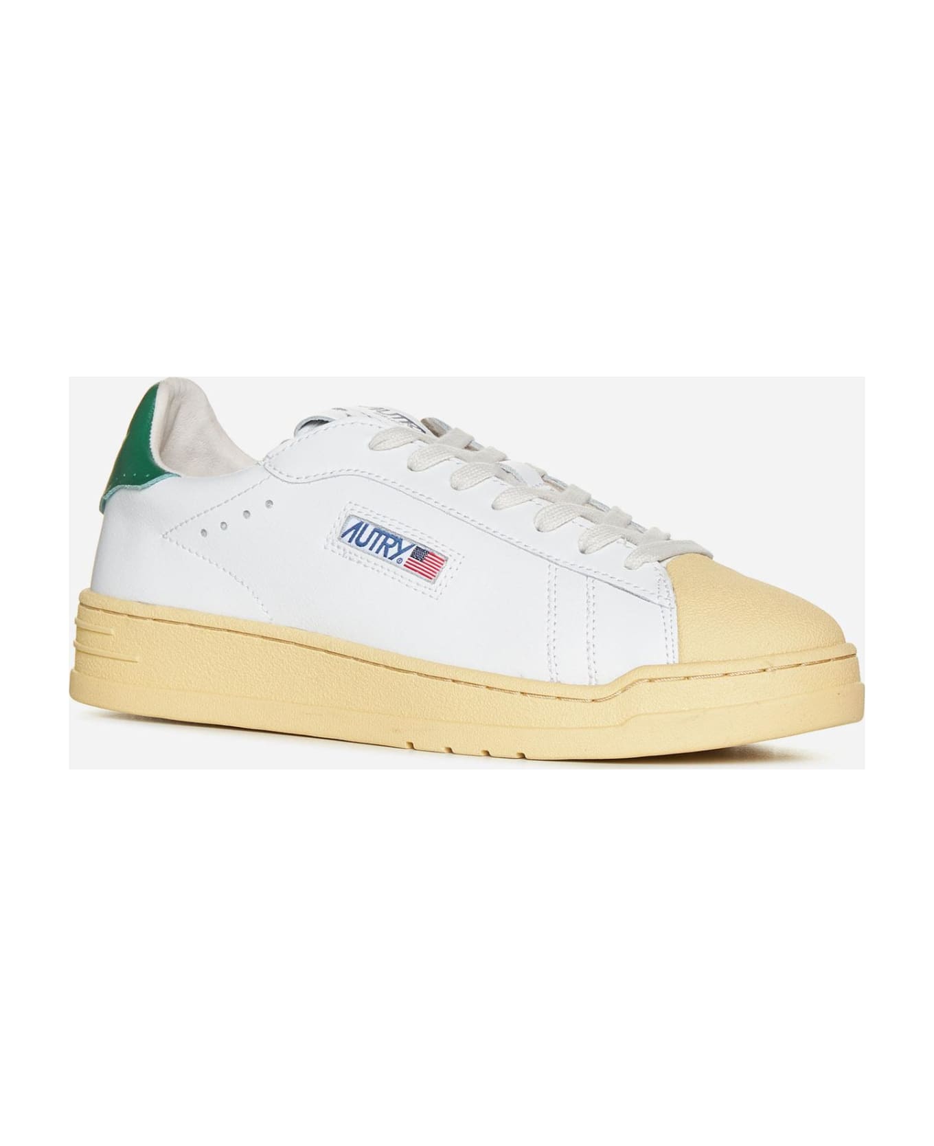 Autry Bob Lutz Low-top Leather Sneakers - White, green
