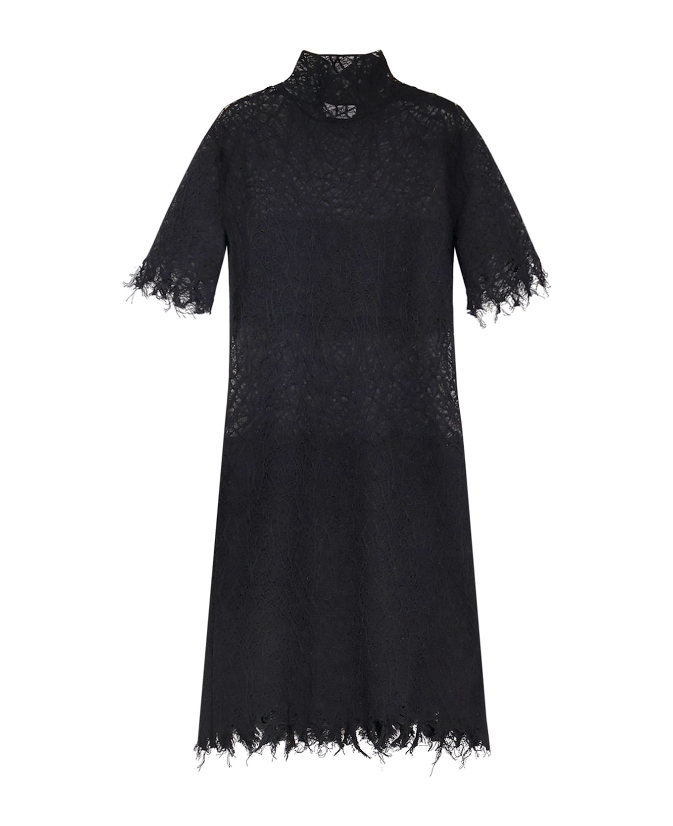 Alexander McQueen Lace Dress With Cotton Inserts And Organic Silk - Black