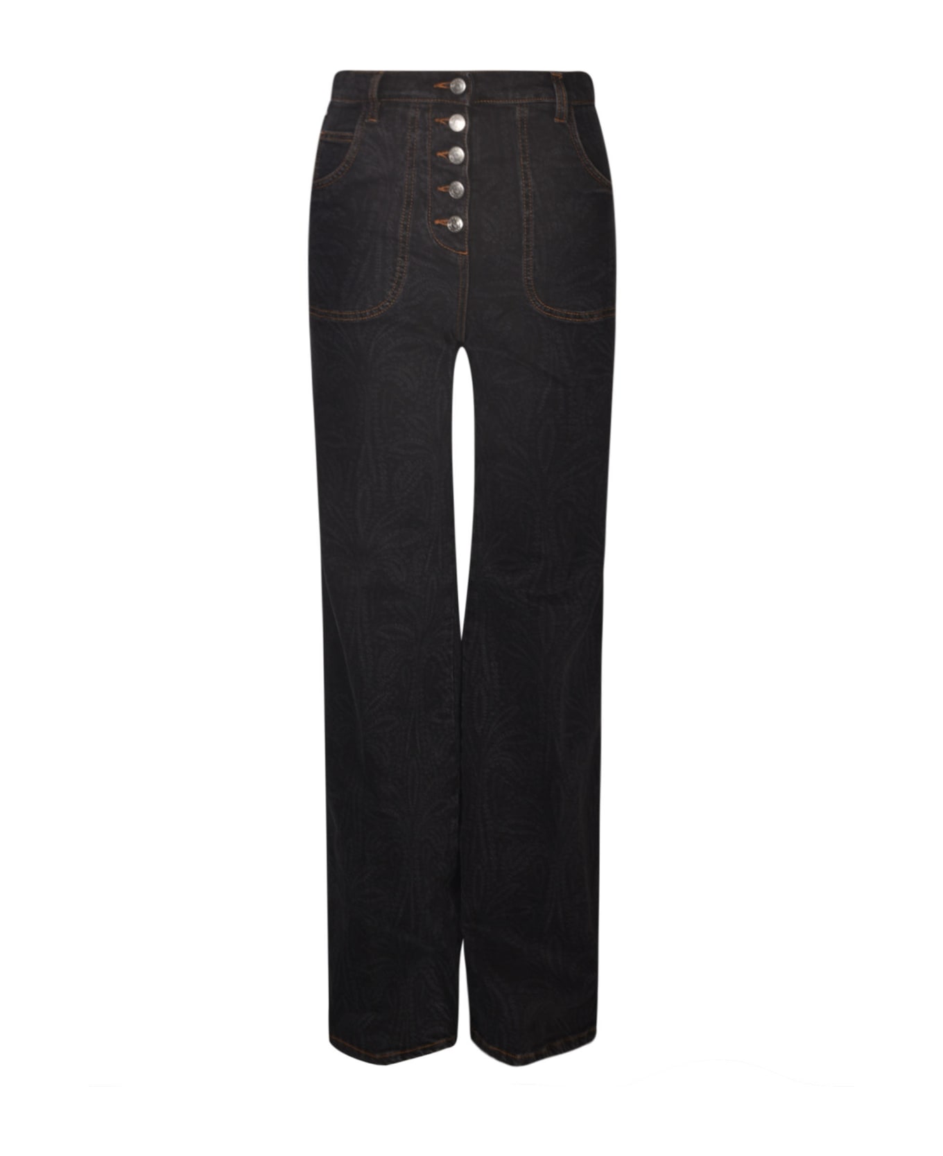 Etro Straight Leg 5 Buttons Jeans - Anthracite