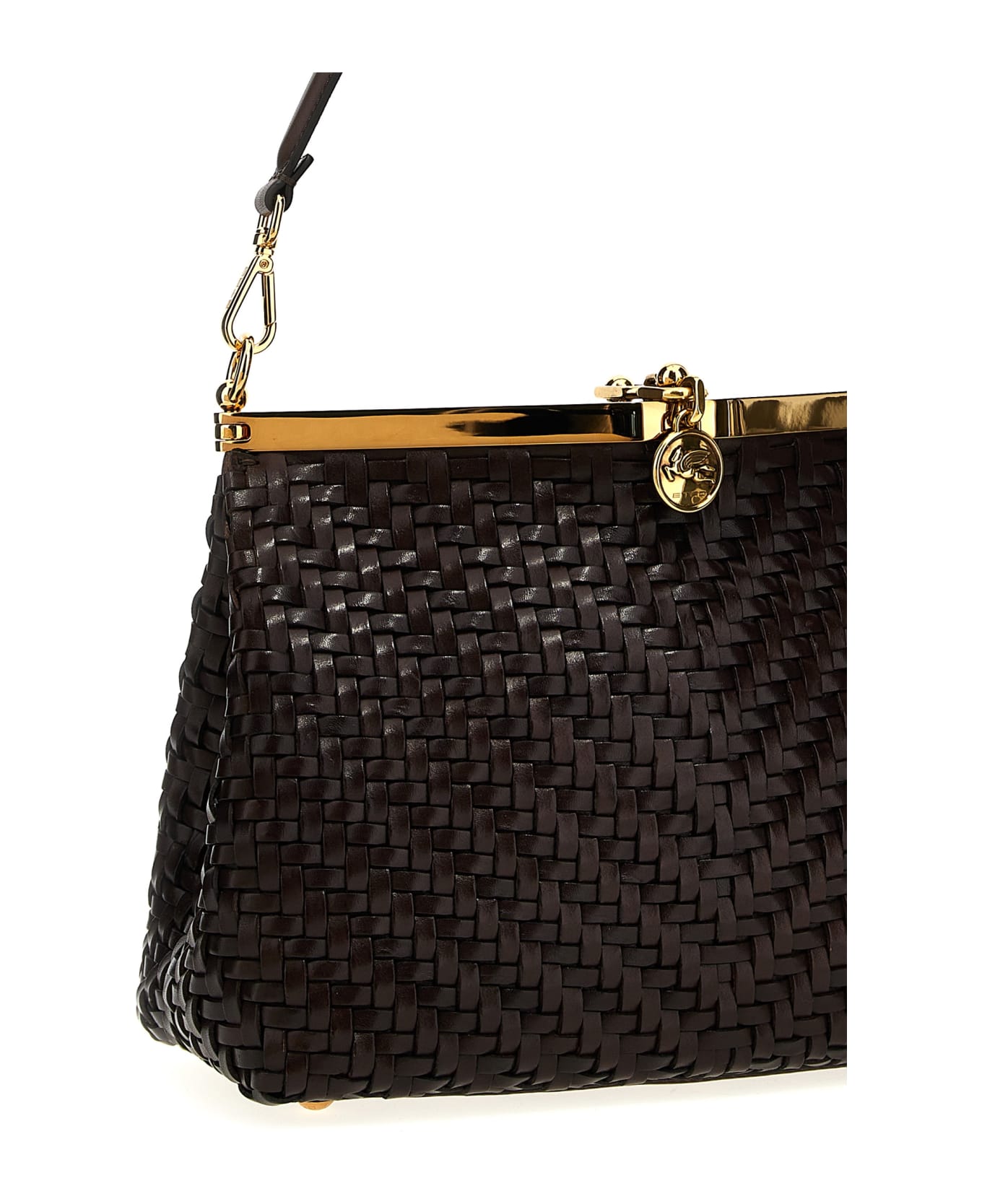 Etro Medium Braided Vela Bag In Brown - Brown