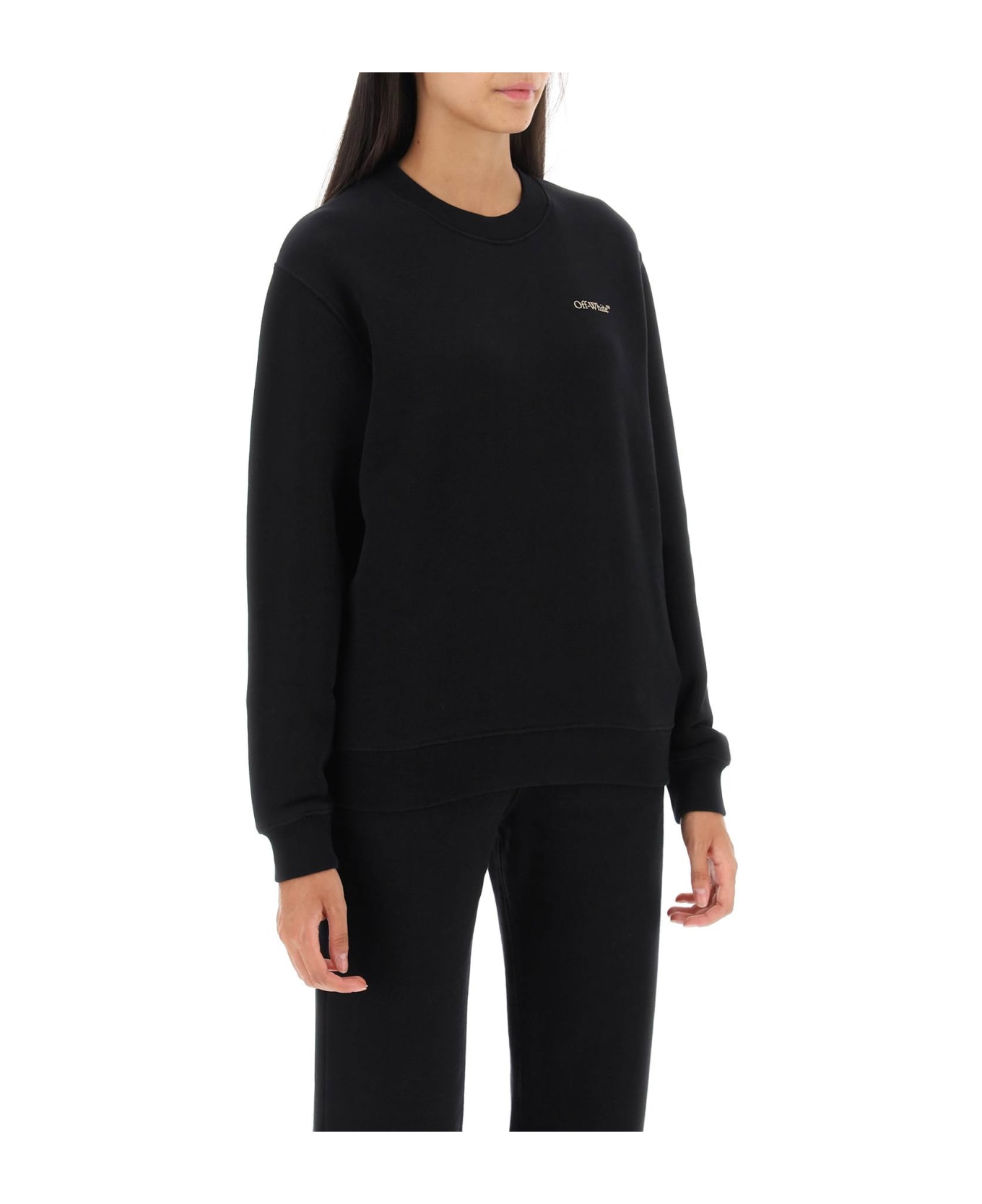 Off-White Crew-neck Sweatshirt With Diag Motif - BLACK BEIGE (Black)