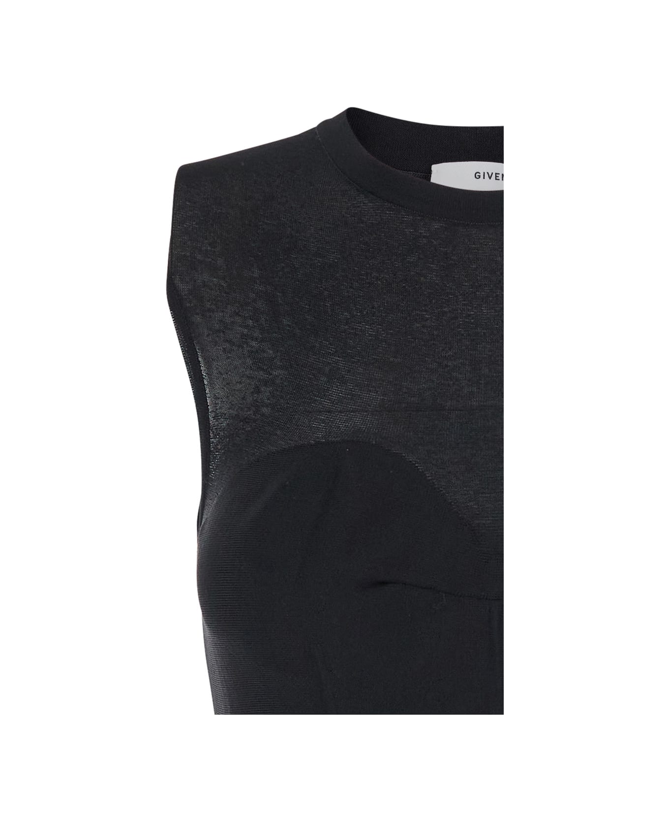 Givenchy Black Crew Neck Dress With Flared Skirt In Fabric Woman - Black