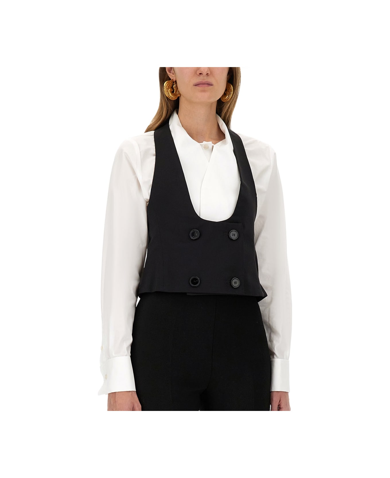 Nina Ricci Vest With Open Back - BLACK