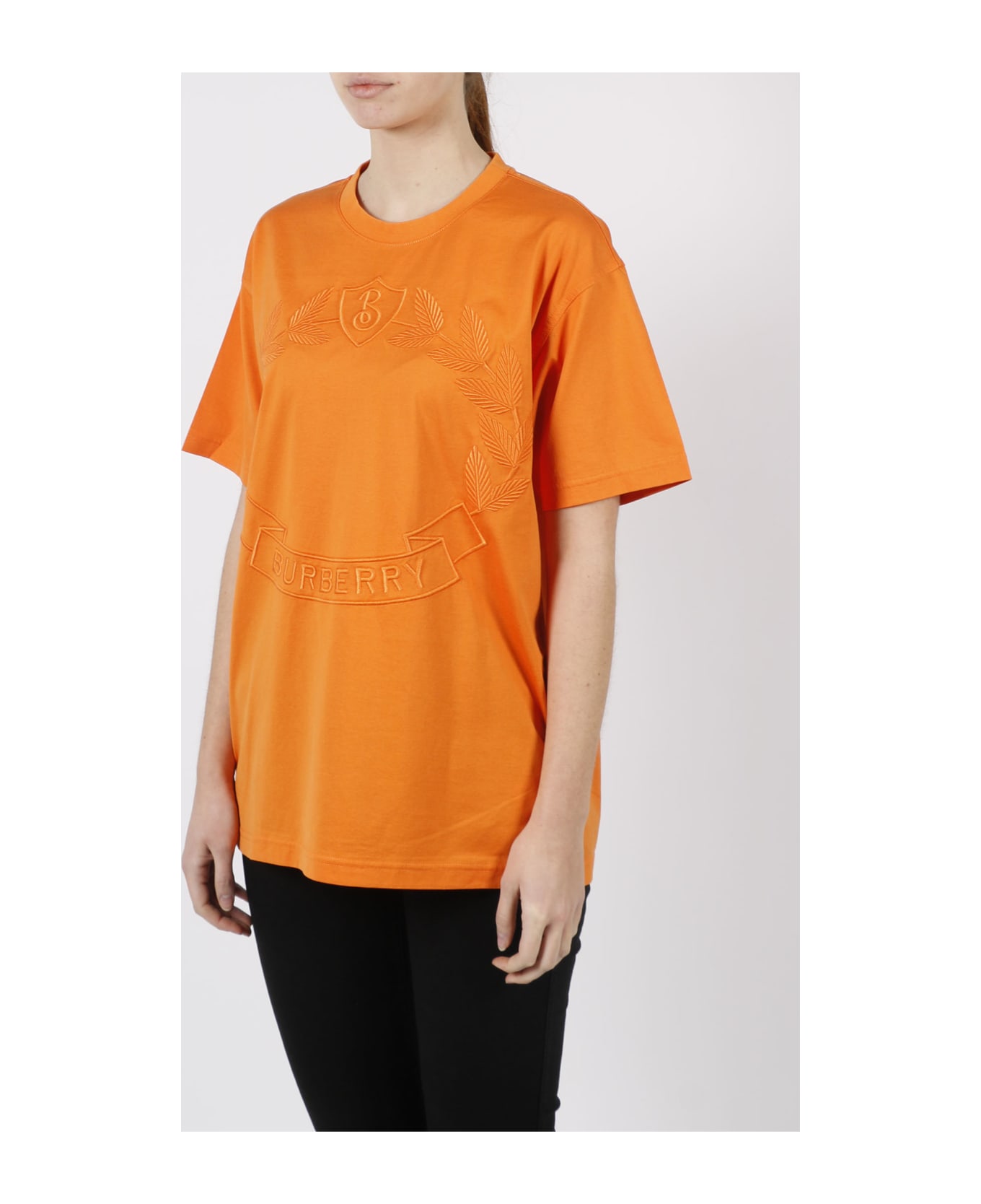 Burberry Logo Embroidered Crewneck T-shirt - Yellow & Orange Tシャツ