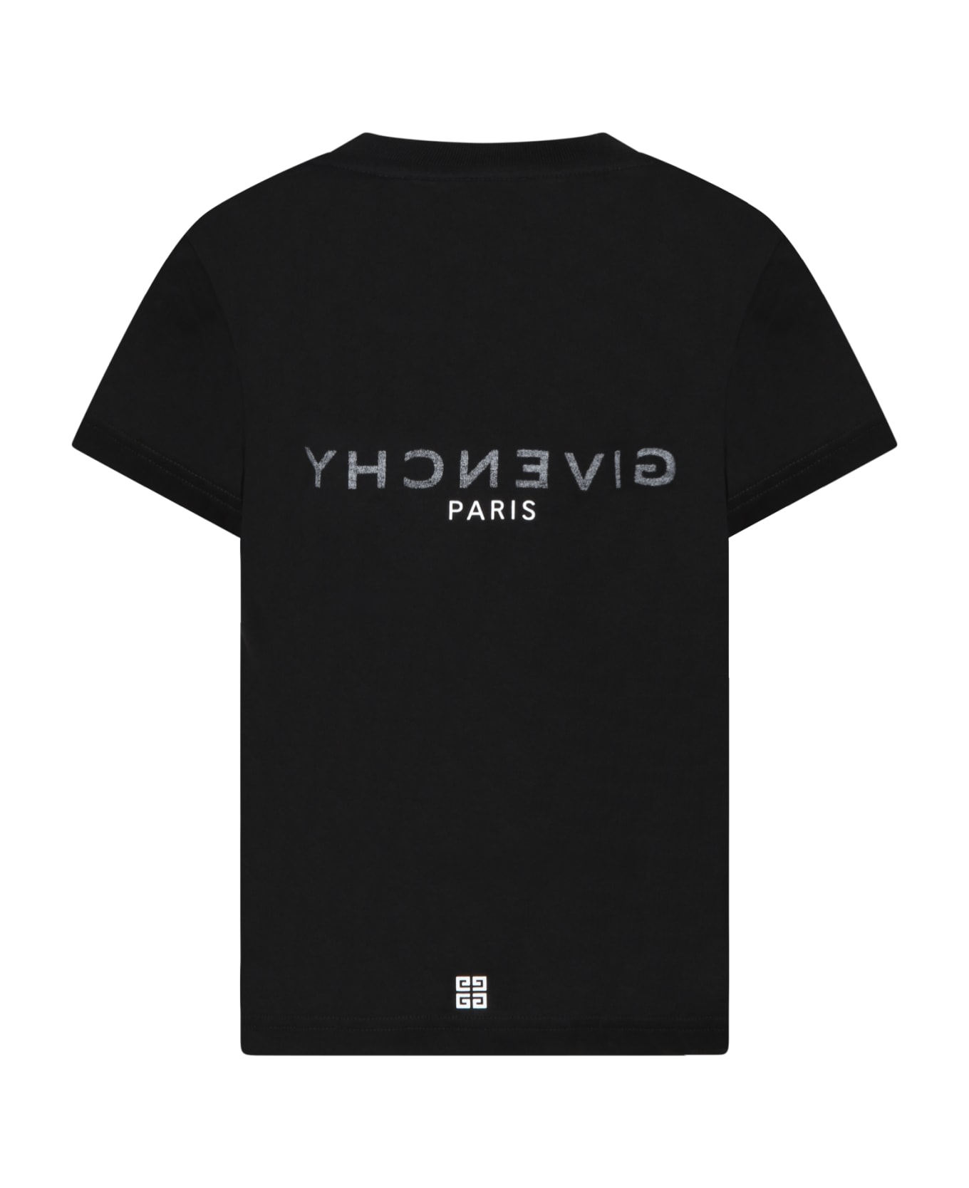 Givenchy Black T-shirt For Kids With White And Gray Logo - Black
