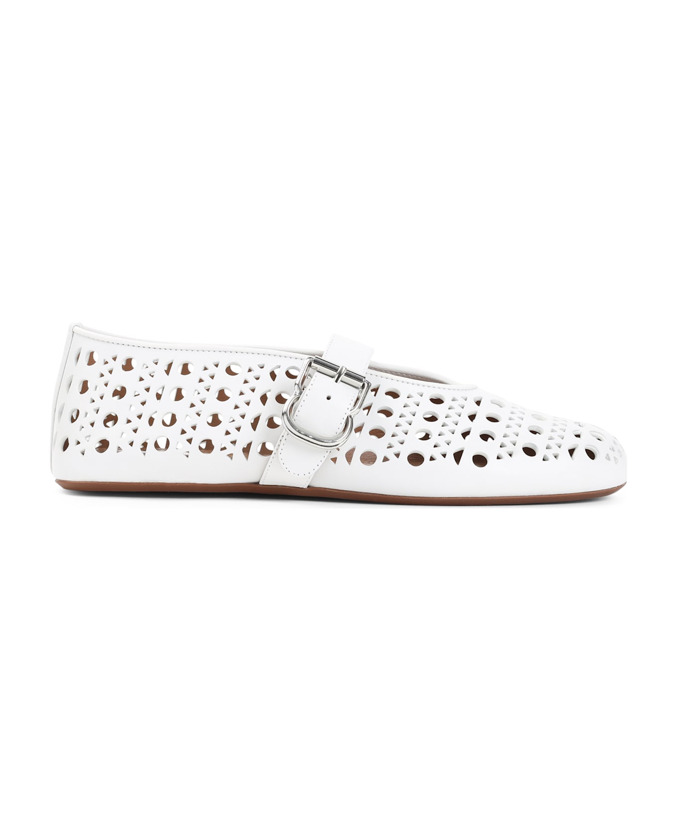 Alaia Alaïa Leather Ballerina Vienne - Blanc Casse