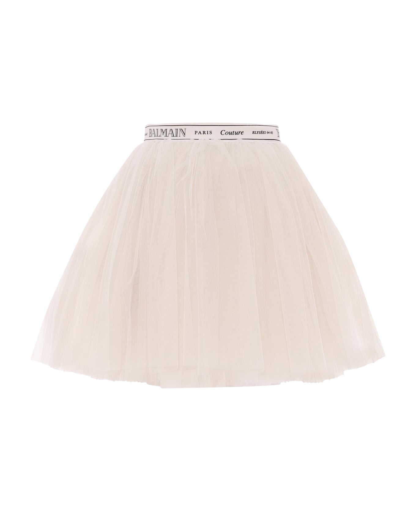 Balmain Beige Skirt For Girl With Logo - Beige