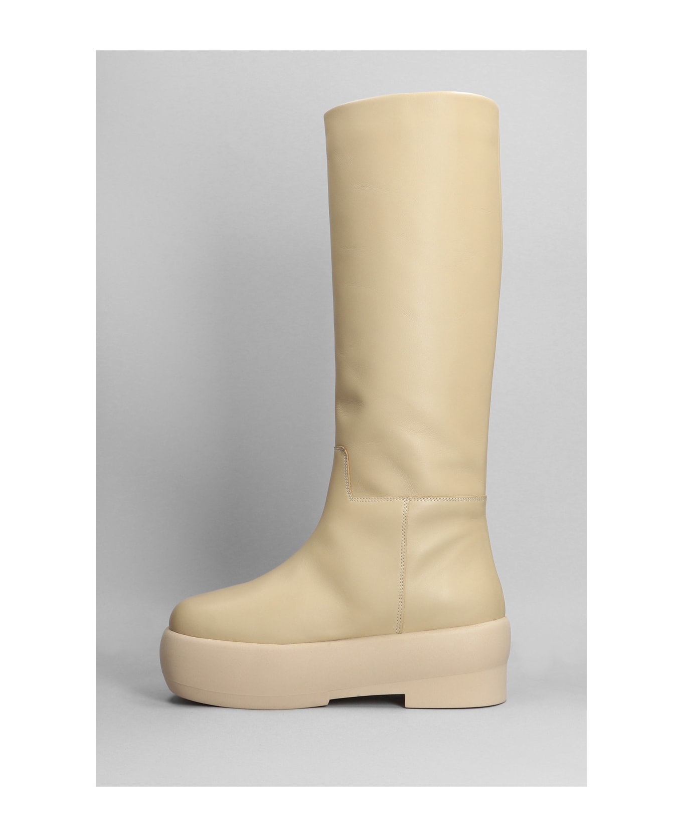 GIA BORGHINI Gia 16 Low Heels Boots In Beige Leather - Neutro ブーツ