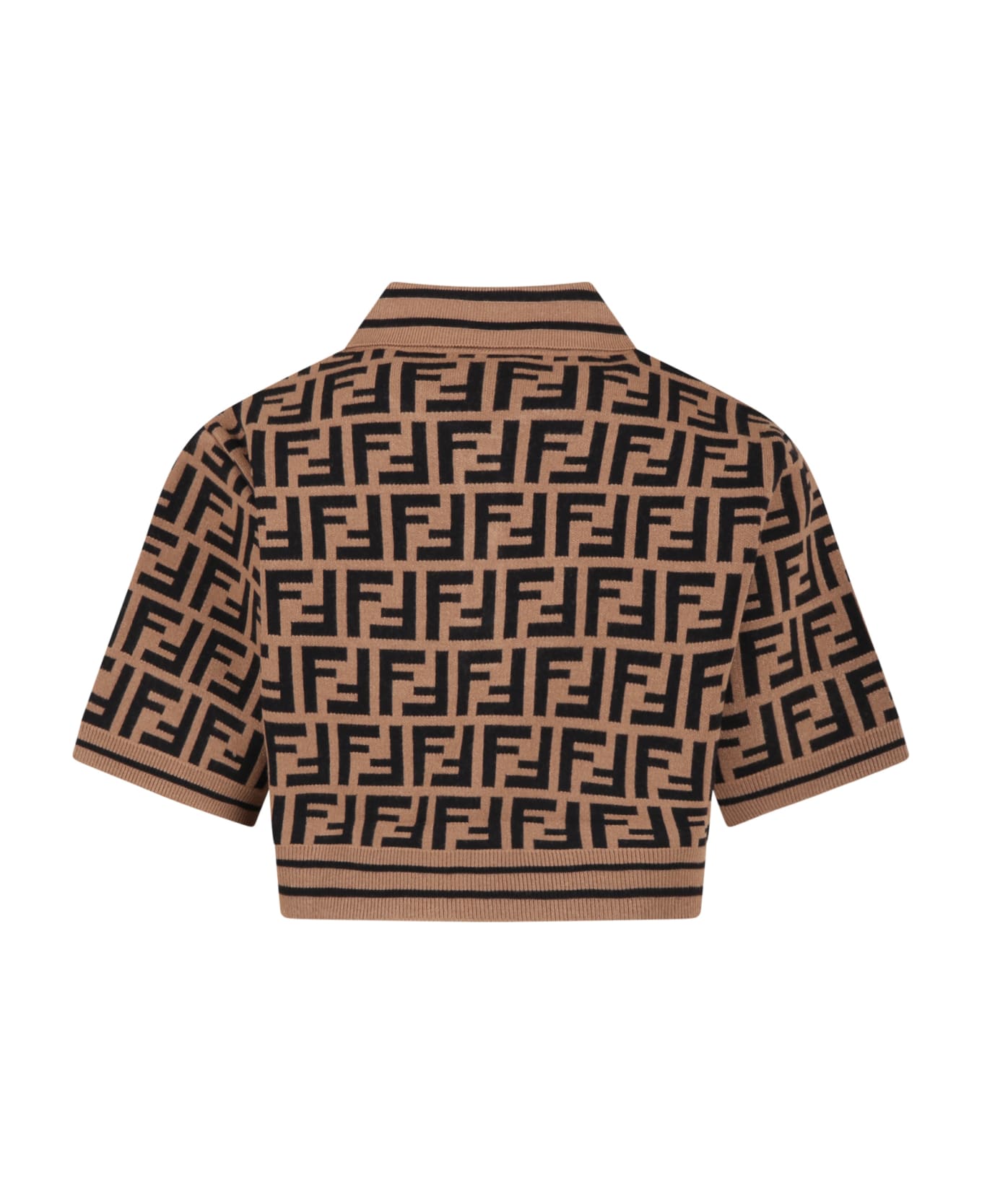 Fendi Brown Sweater For Girl With Ff - Brown ニットウェア＆スウェットシャツ