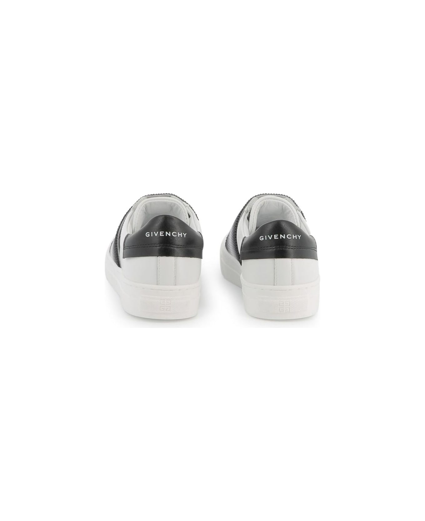 Givenchy Black And White Low Top Sneakers With Contrasting Band With Logo Lettering In Leather Boy - Black