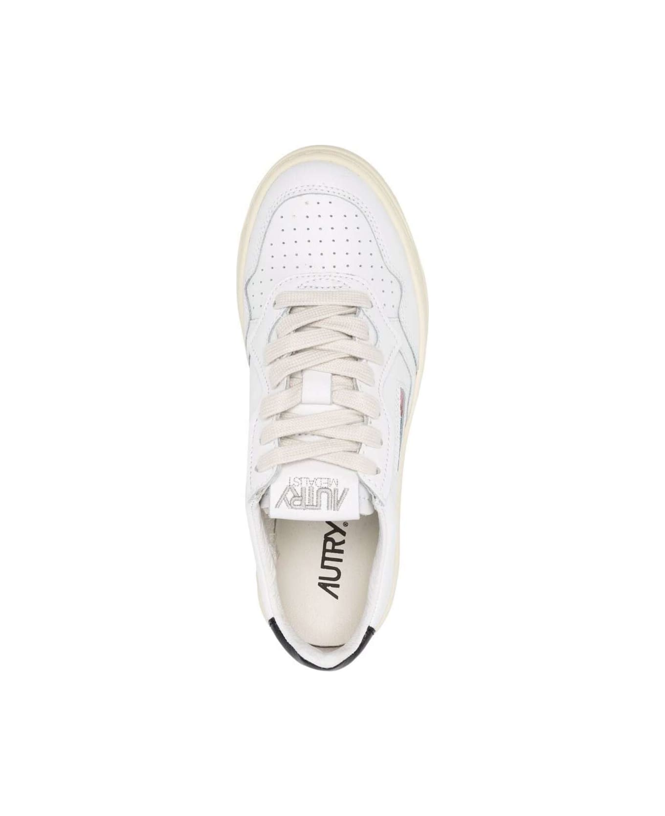 Autry Woman's White Leather Sneakers With Black Heel Tab - White