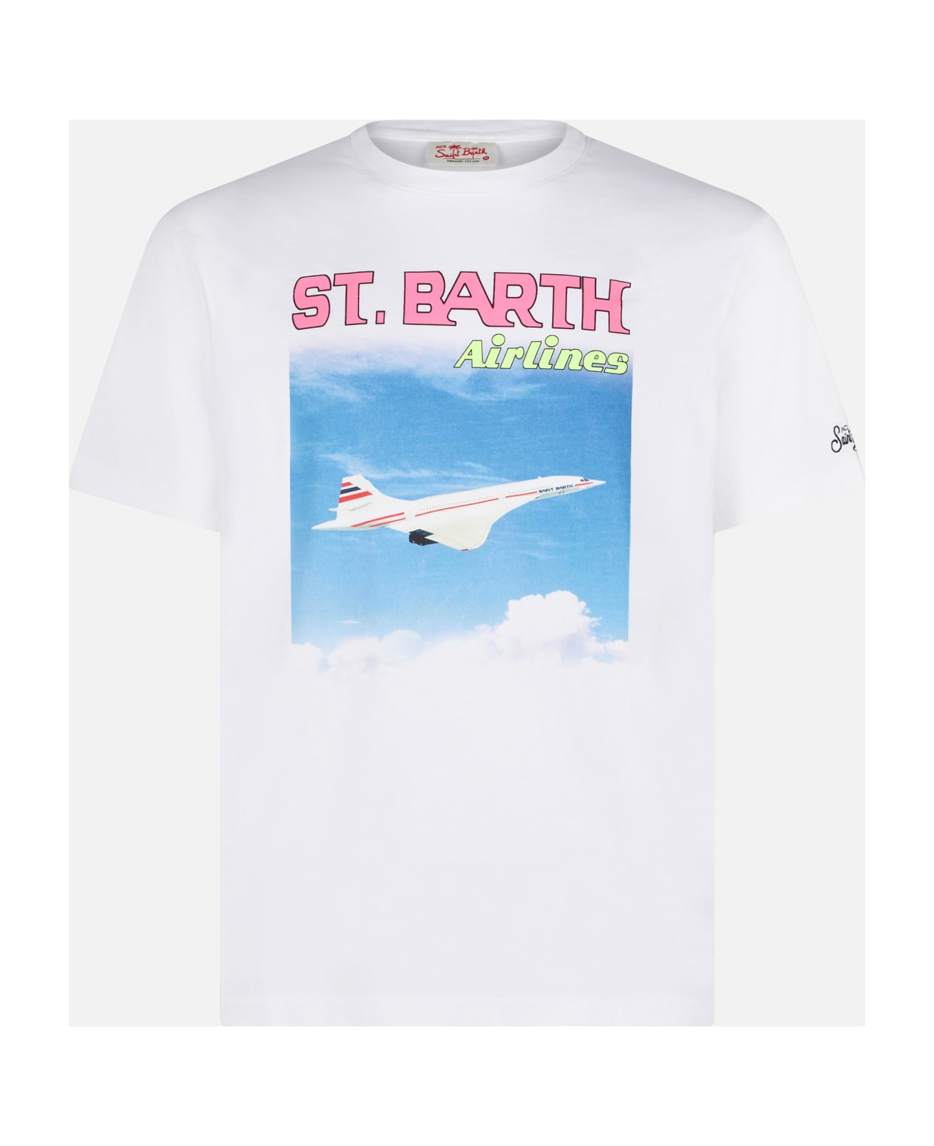 MC2 Saint Barth Man Cotton T-shirt With St.barth Airlines Print - WHITE シャツ