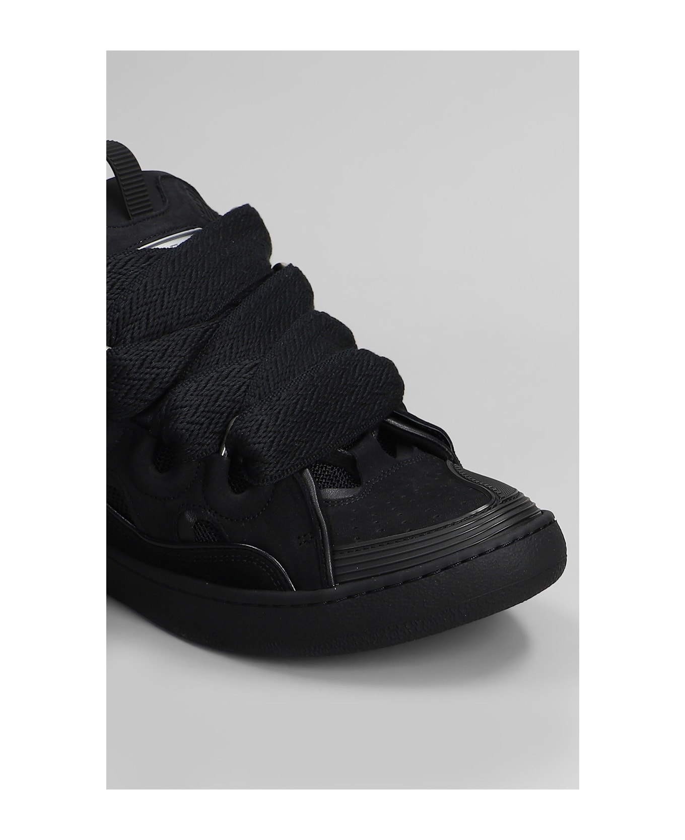 Lanvin Curb Sneakers In Black Suede - black