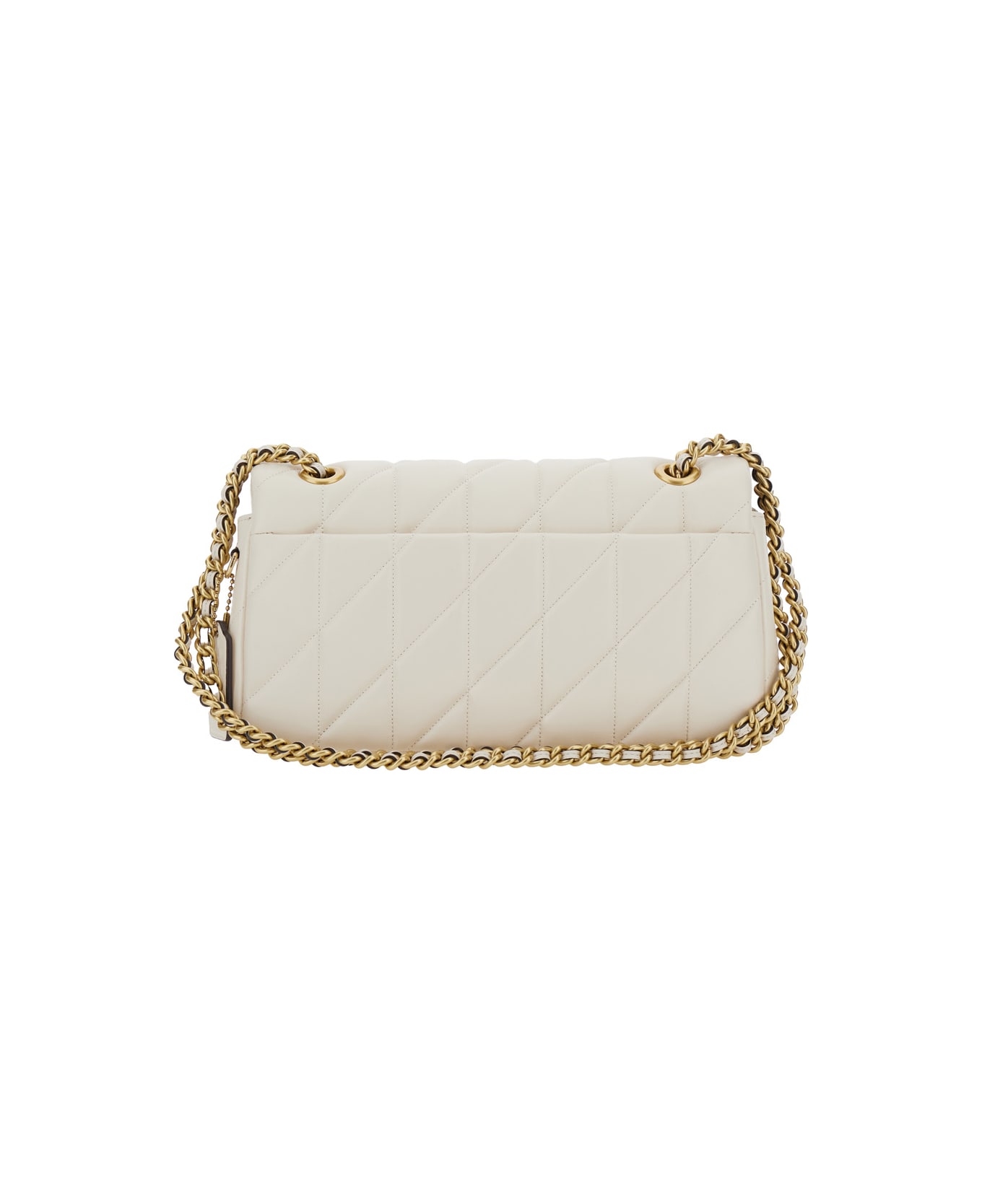 Coach 
tabby 26
 White Quilted Crossbody Bag With Chain-link Leather Shoulder Straps And Logo Plaque On The Front In Leather Woman - White