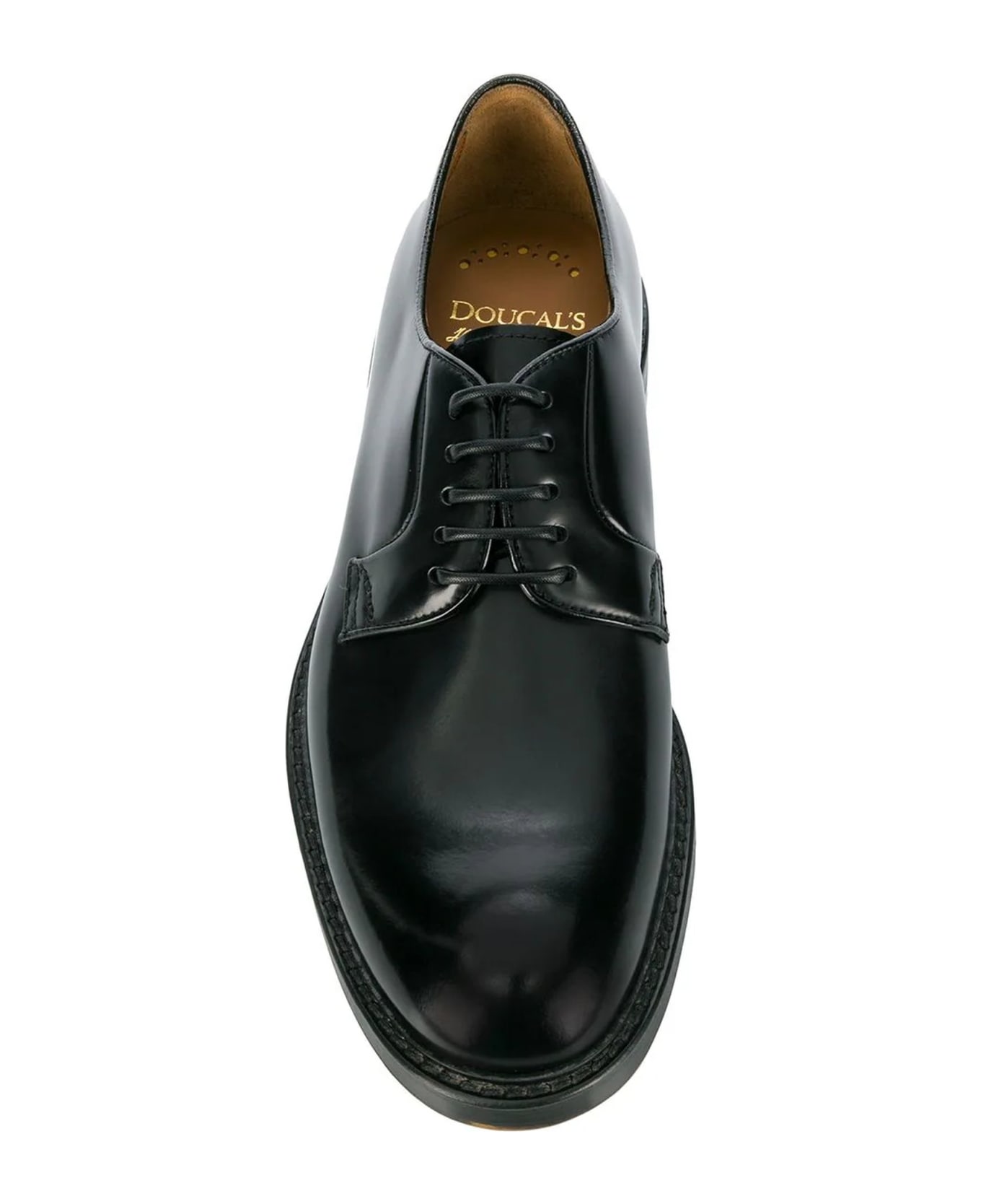 Doucal's Black Smooth Calfskin Lace-up Derby - Black