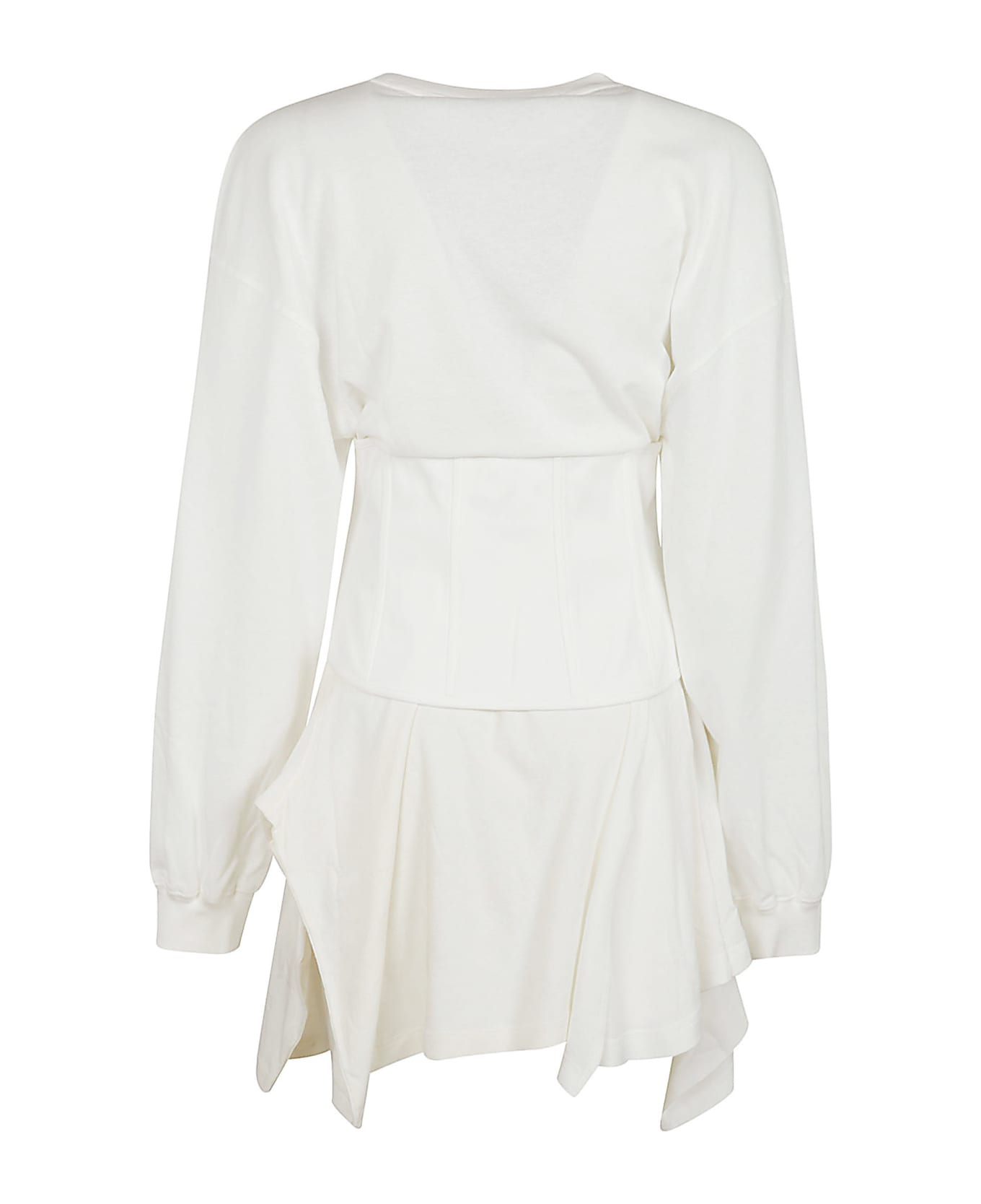 Acne Studios Round Neck Asymmetric Ribbed Dress - White