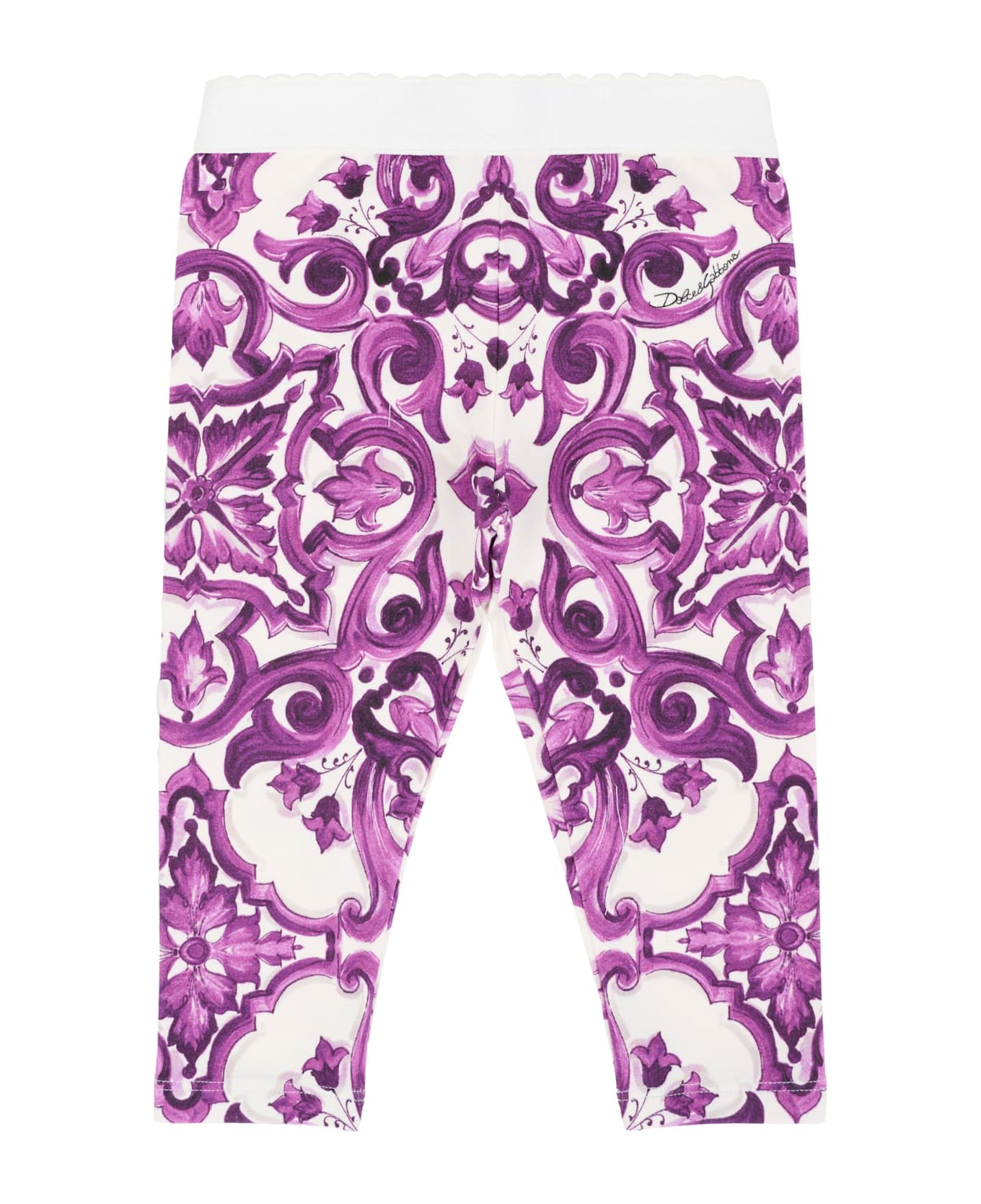 Dolce 
Gabbana Purple Leggings For Baby Girl With Majolica Print - Violet ボトムス