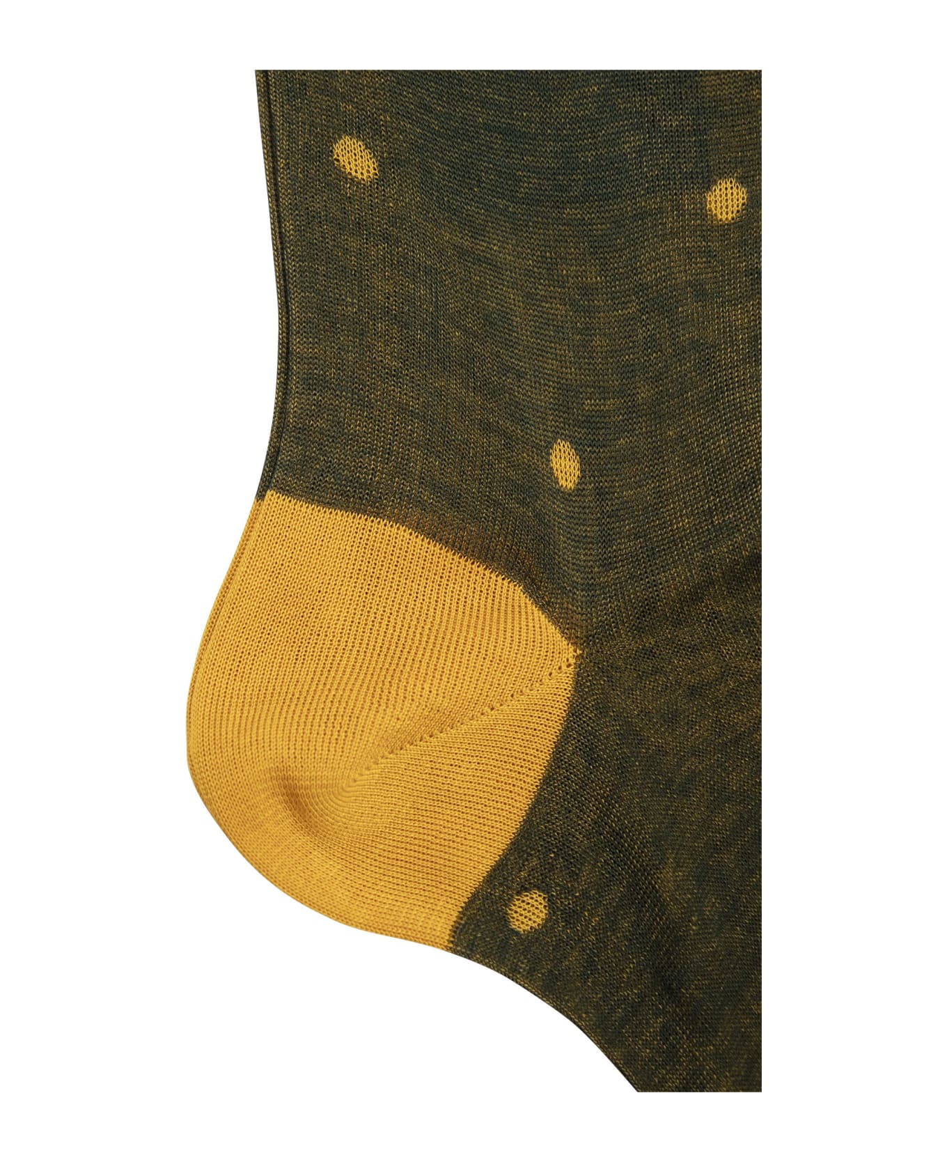 Gallo Polka Dot Cotton Long Socks - Green/yellow