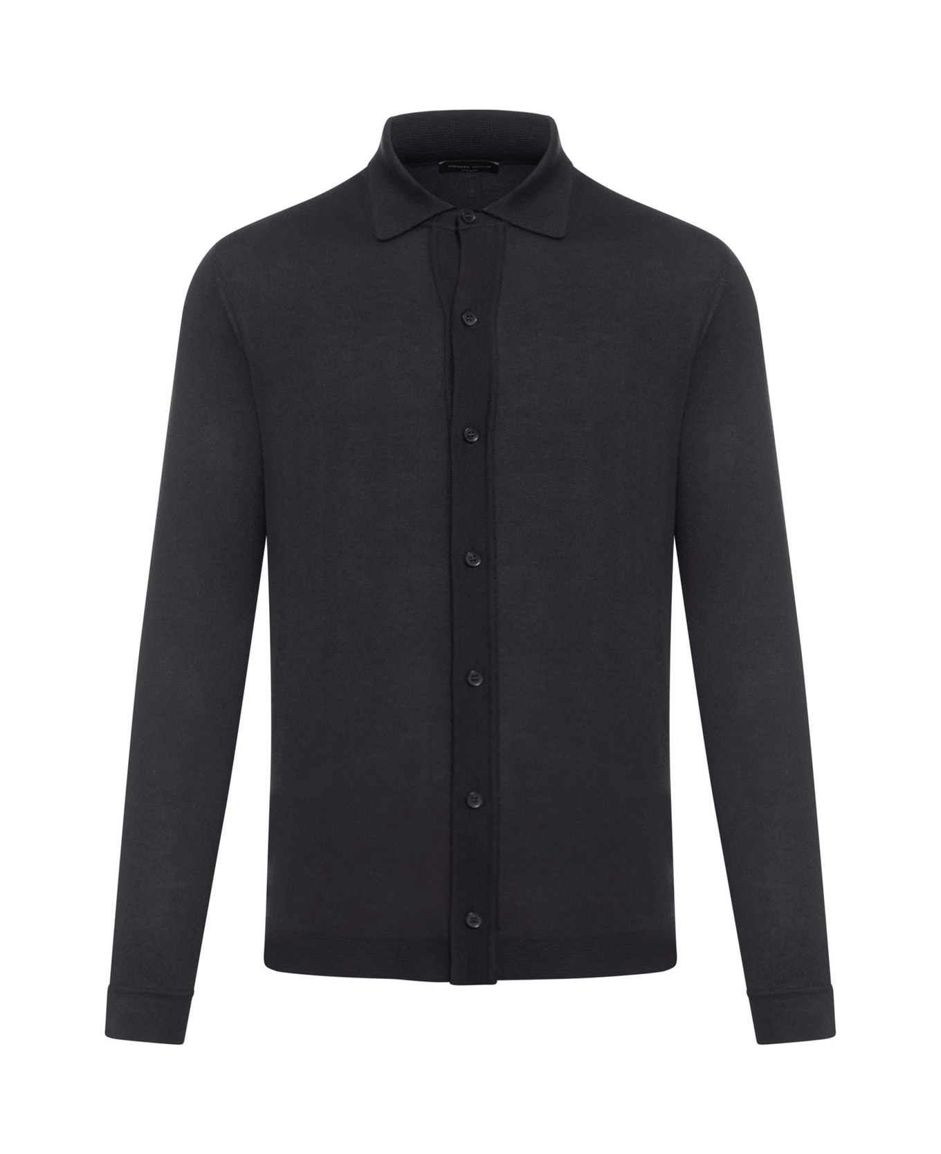 Roberto Collina Collared Button-up Knit Shirt - Black