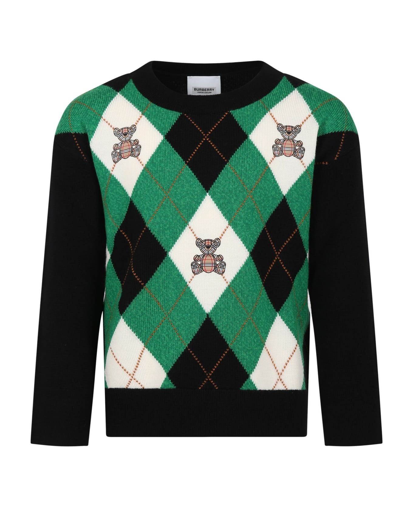 Burberry Black Sweater For Boy With Thomas Bear - Multicolor