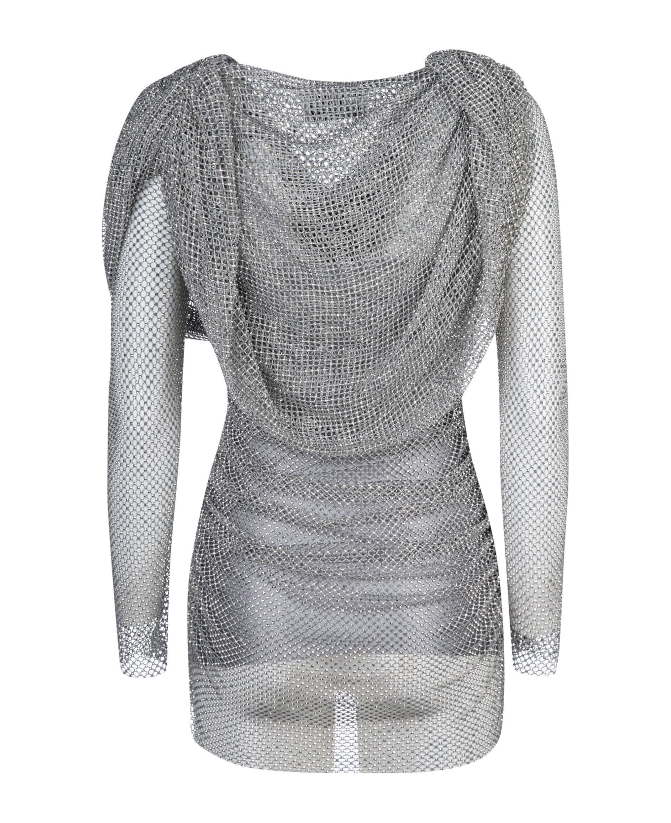 Giuseppe di Morabito Crystal Embellished See-through Longsleeved Dress - Silver