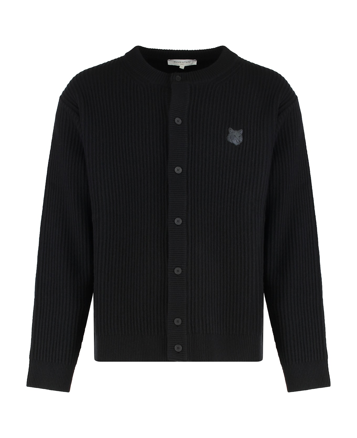 Maison Kitsuné Ribbed Wool Cardigan - black