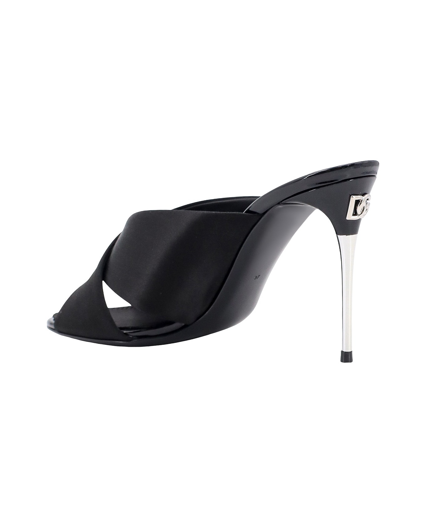 Dolce & Gabbana Satin Sandals With Back Monogram - Black