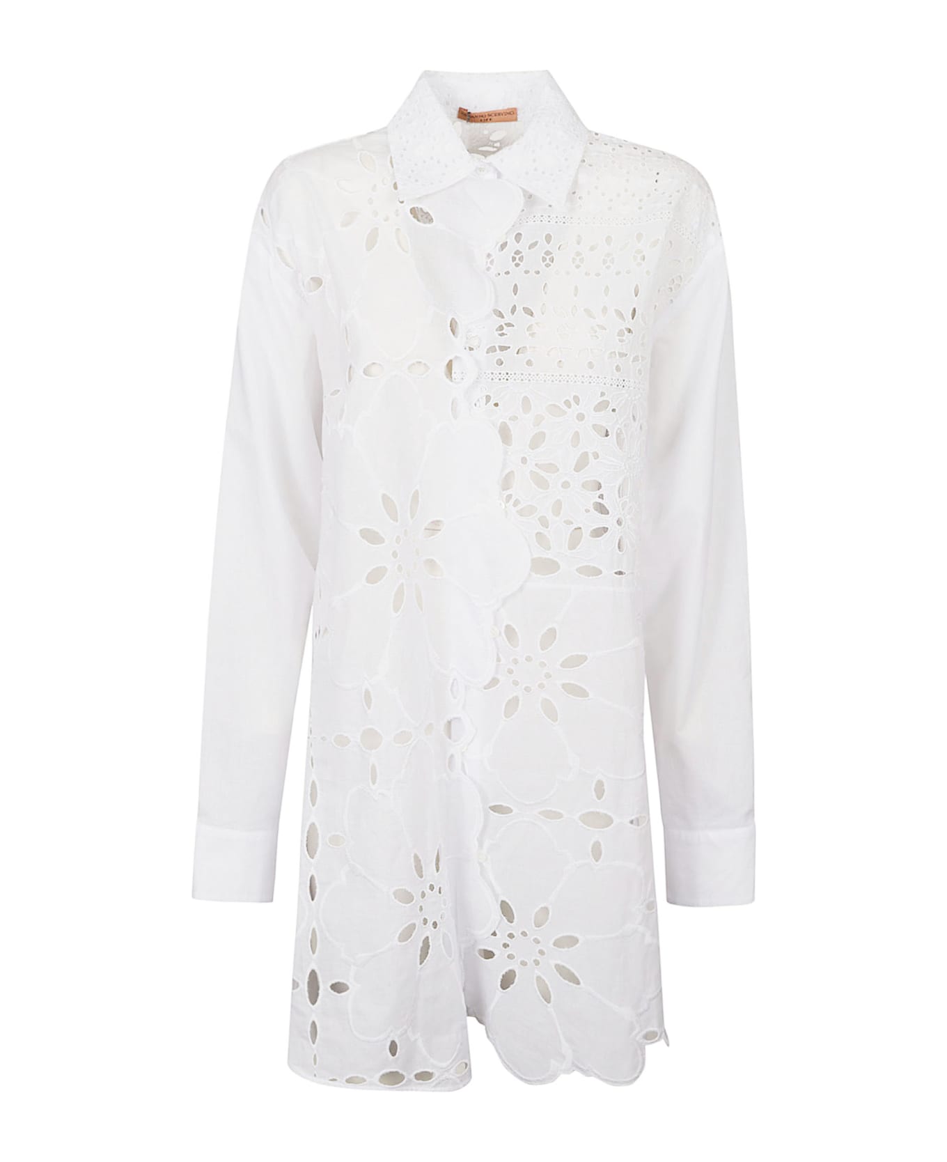 Ermanno Scervino Floral Perforated Oversized Shirt - Bright White