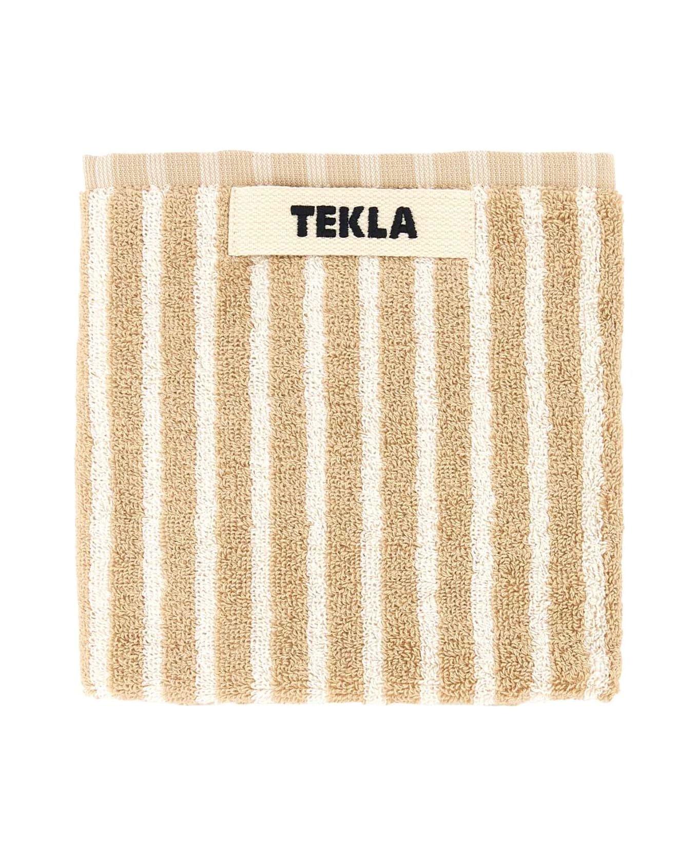 Tekla Embroidered Terry Guest Towel - Ivory Stripes