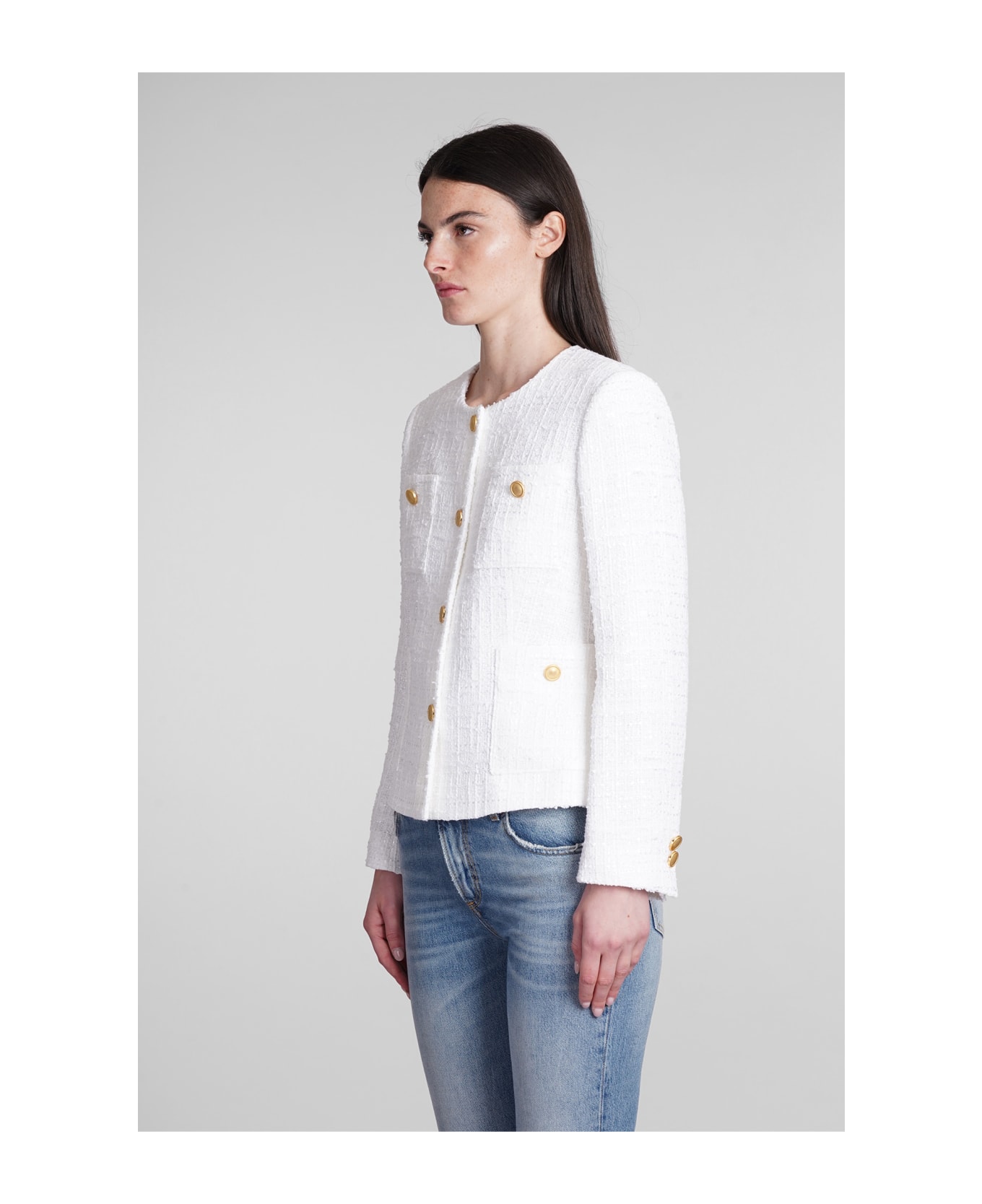 Tagliatore 0205 Beverly Casual Jacket In White Cotton - white カーディガン