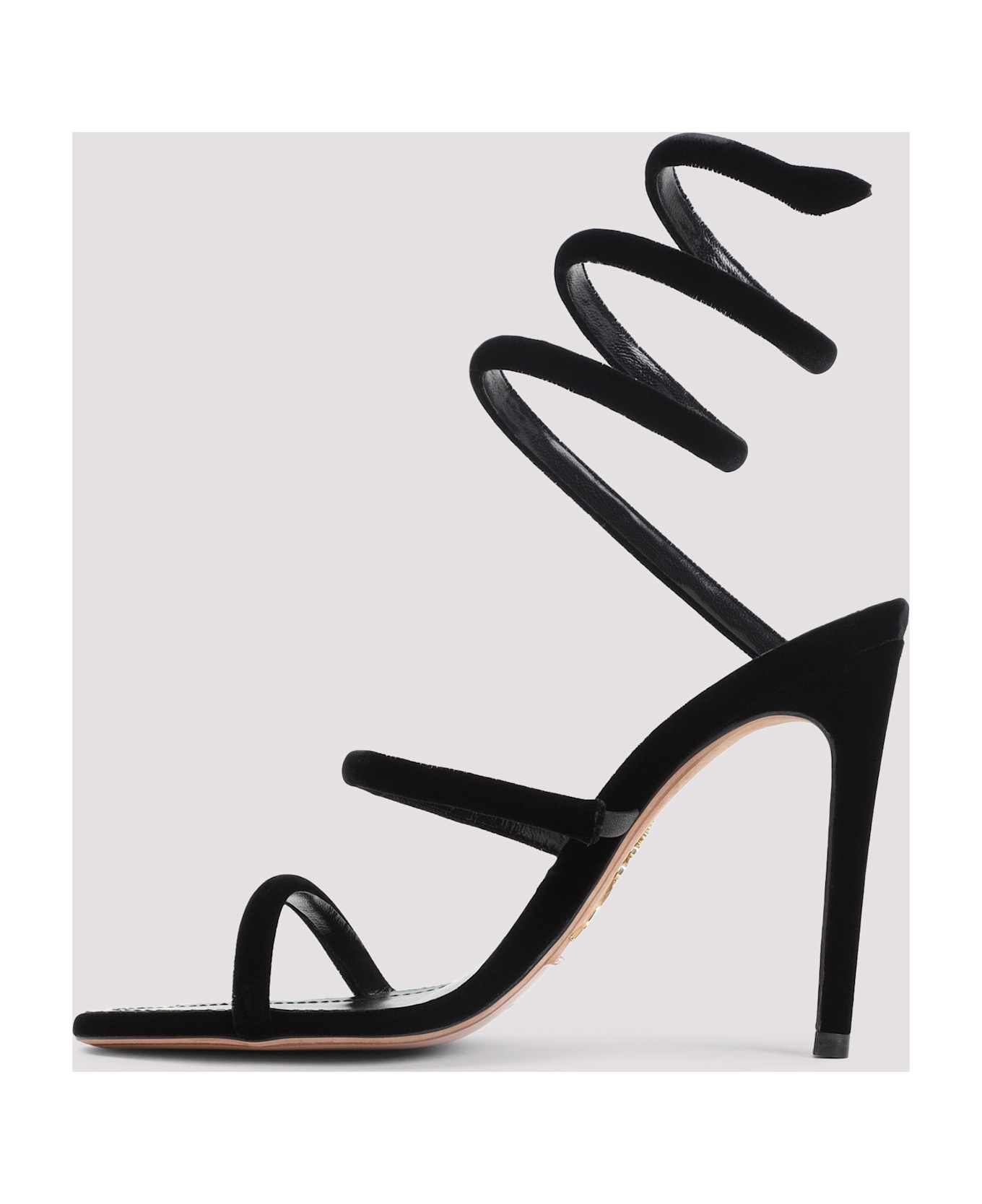 René Caovilla Velvet Snake Sandals - Black Velvet