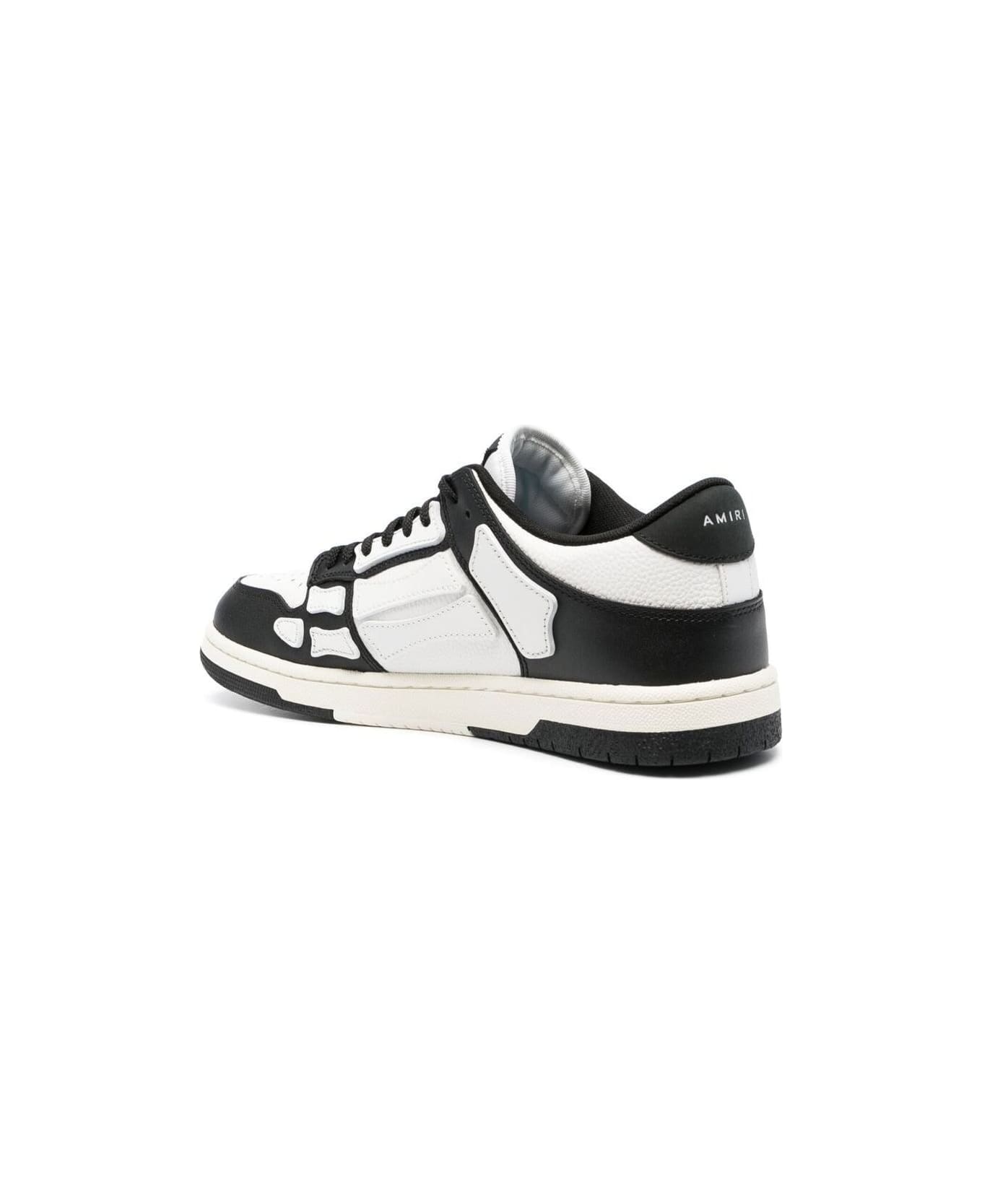 AMIRI 'skel Top Low' White And Black Sneakers With Skeleton Patch In Leather Man - White