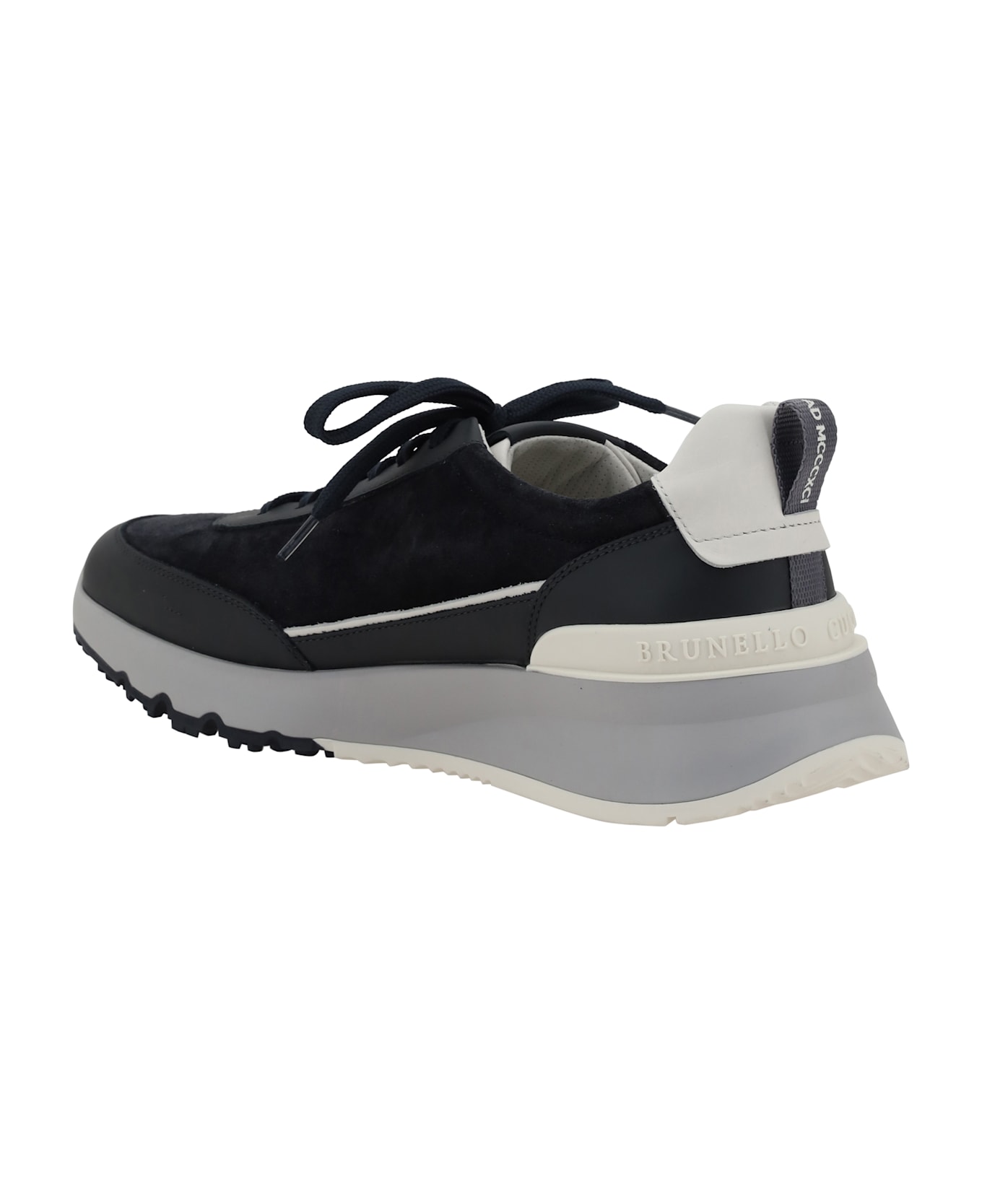 Brunello Cucinelli Leather Sneakers - Denim Scuro