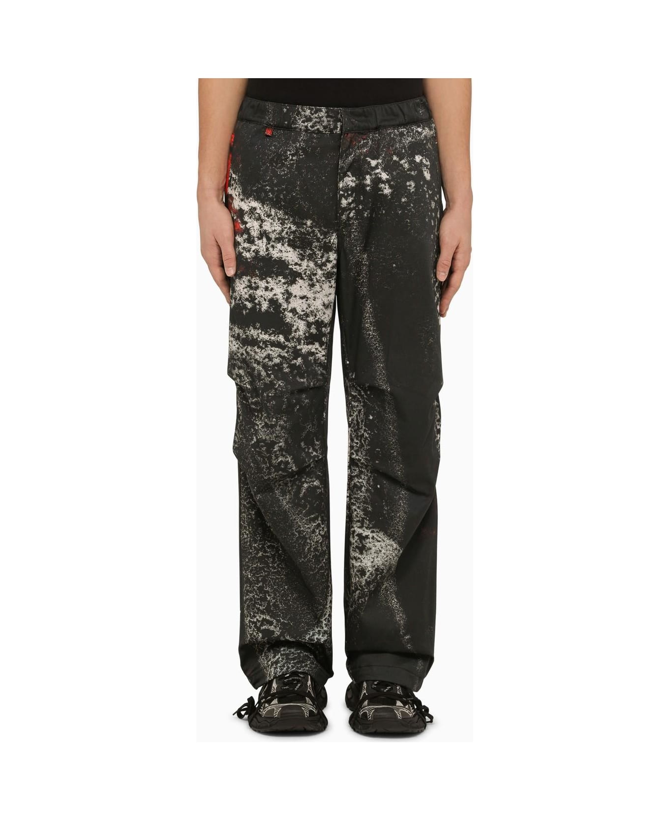 44 Label Group Baggy\/loose Trousers With Ash Print - BLACK