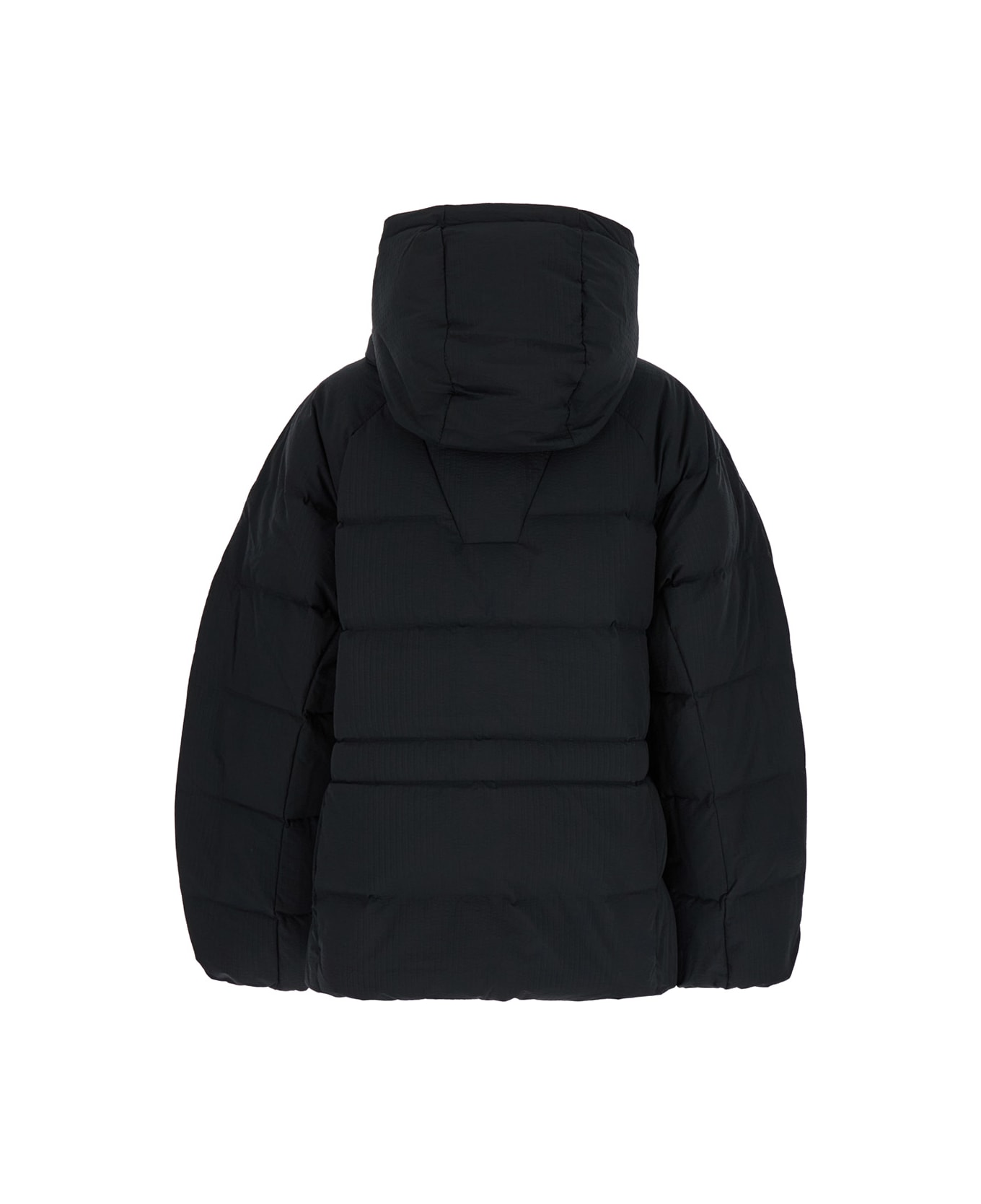 Ganni Tech Seersucker Oversized Puffer Jacket - Black