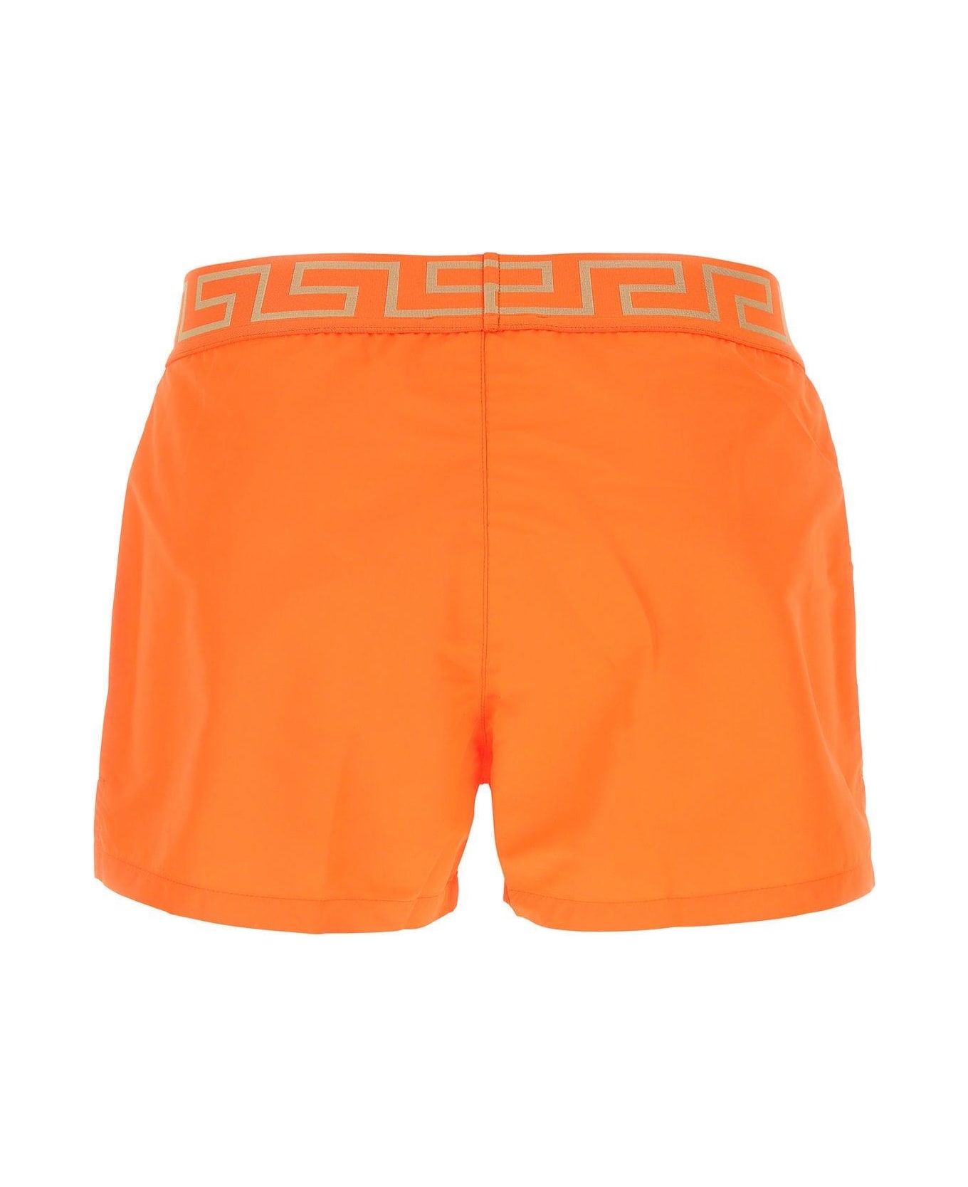 Versace Orange Polyester Swimming Shorts - Arancione