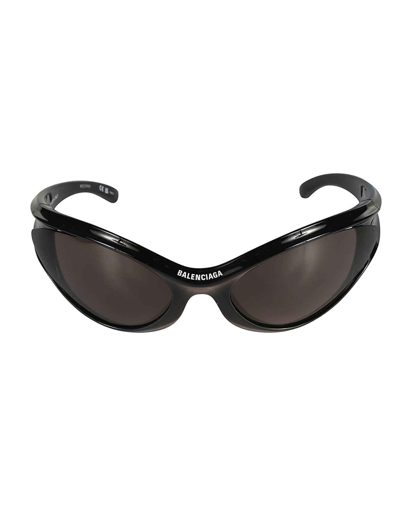 Balenciaga Eyewear Centre Logo Cat-eye Biker Sunglasses - Black Black Grey