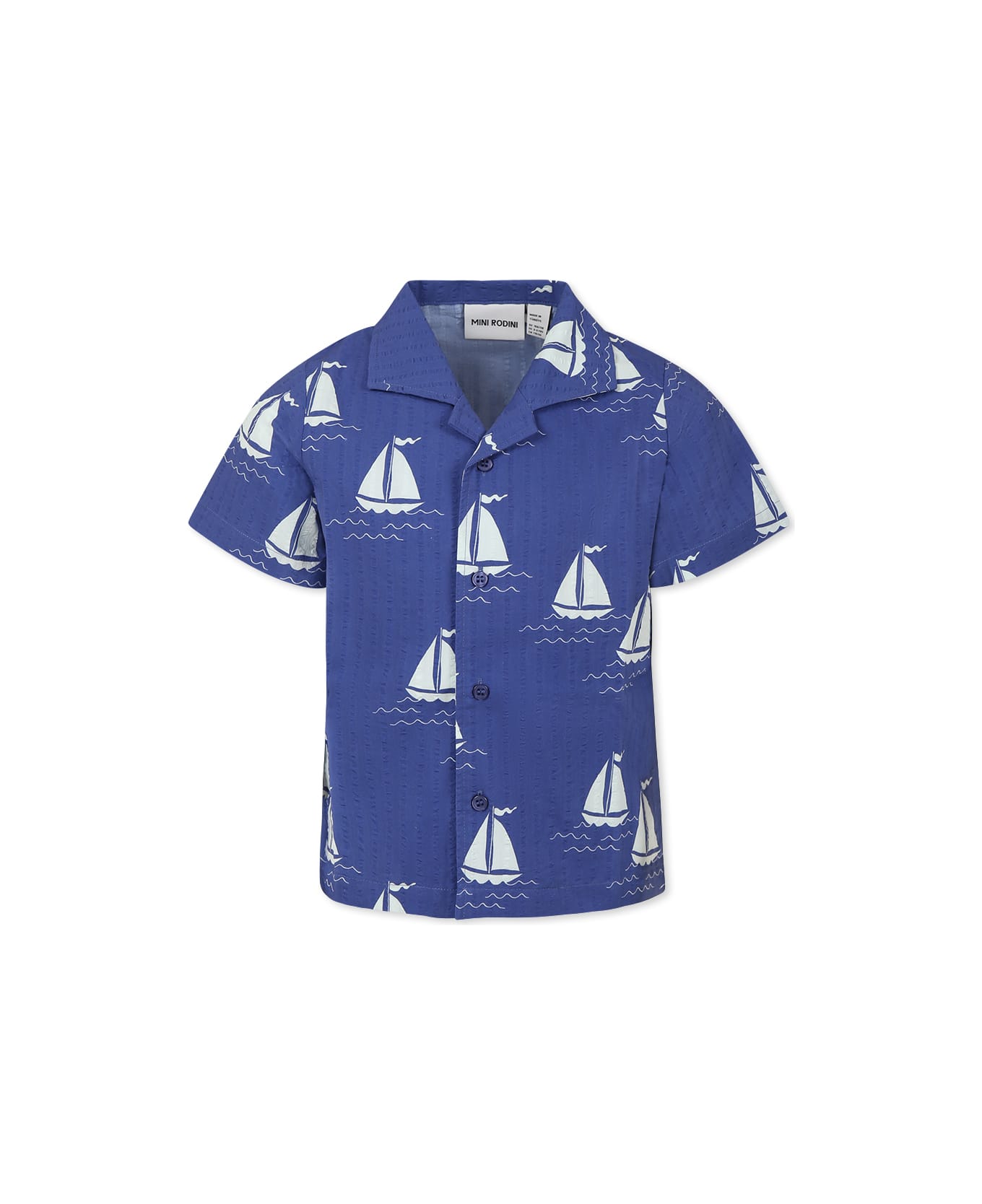 Mini Rodini Blue Shirt For Kids With Sailboats - Blue