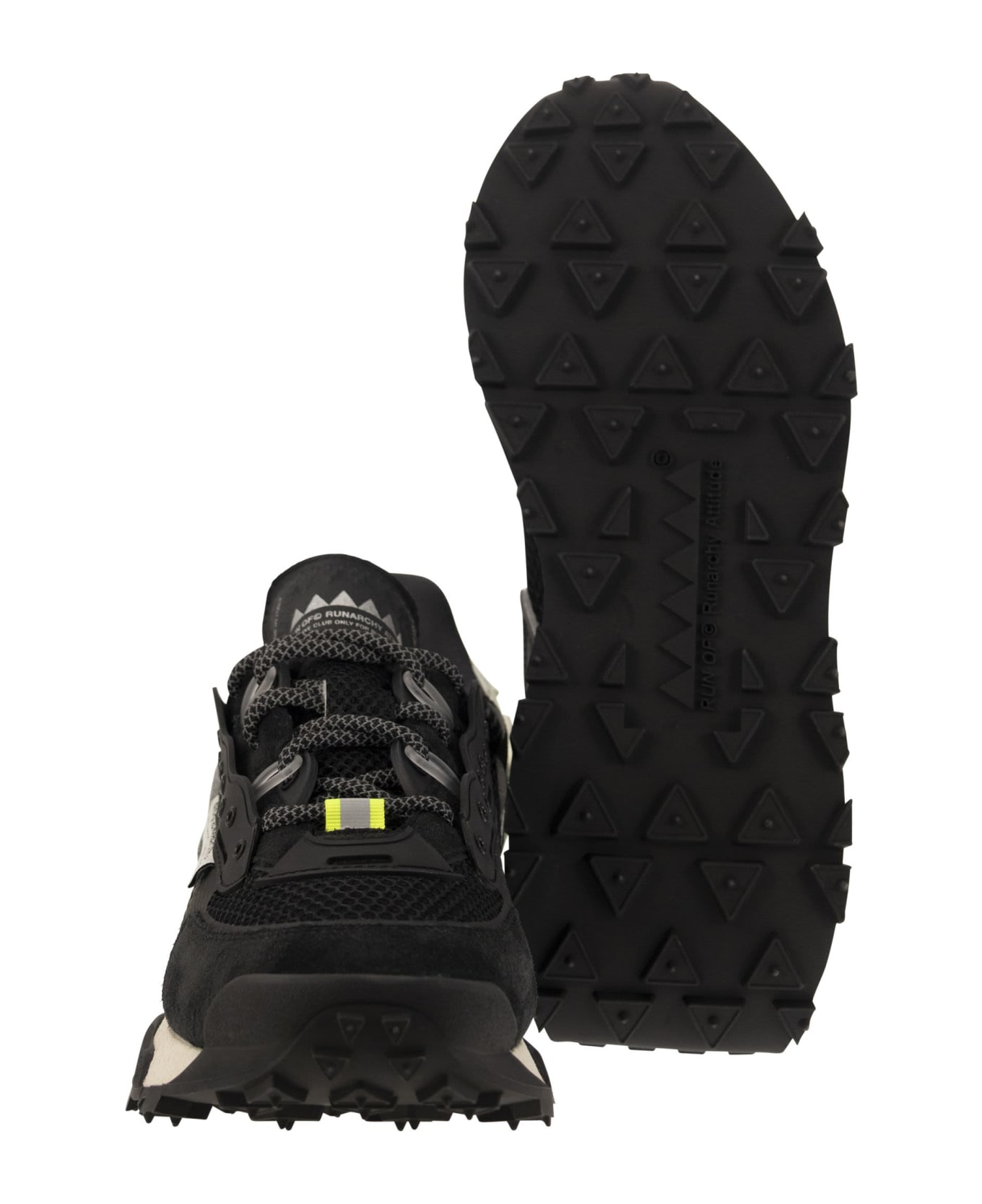 RUN OF Revolt - Leather And Fabric Trainers - Black