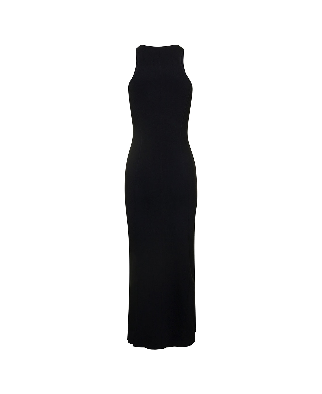 Nanushka 'elia' Long Black Dress With Front Split In Viscose Blend Woman - Black ワンピース＆ドレス