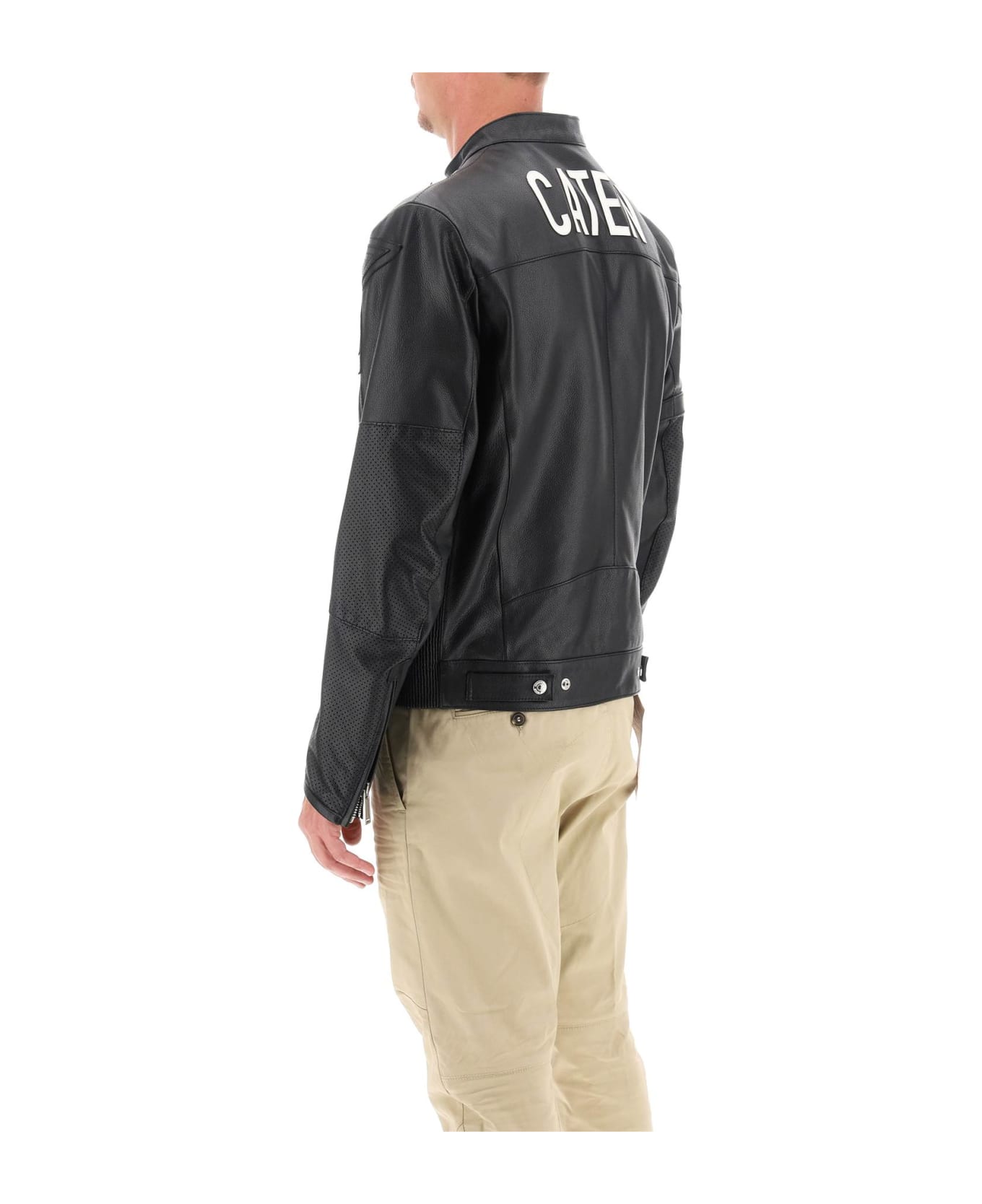 Dsquared2 Leather Biker Jacket - BLACK (Black) レザージャケット