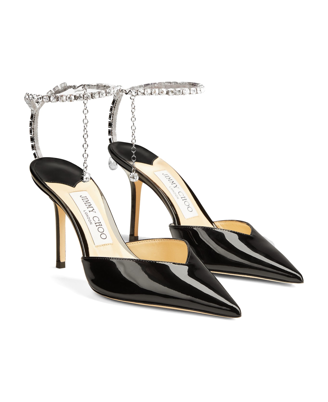Jimmy Choo Black Patent Leather Pumps With Crystals - BLACK CRYSTAL