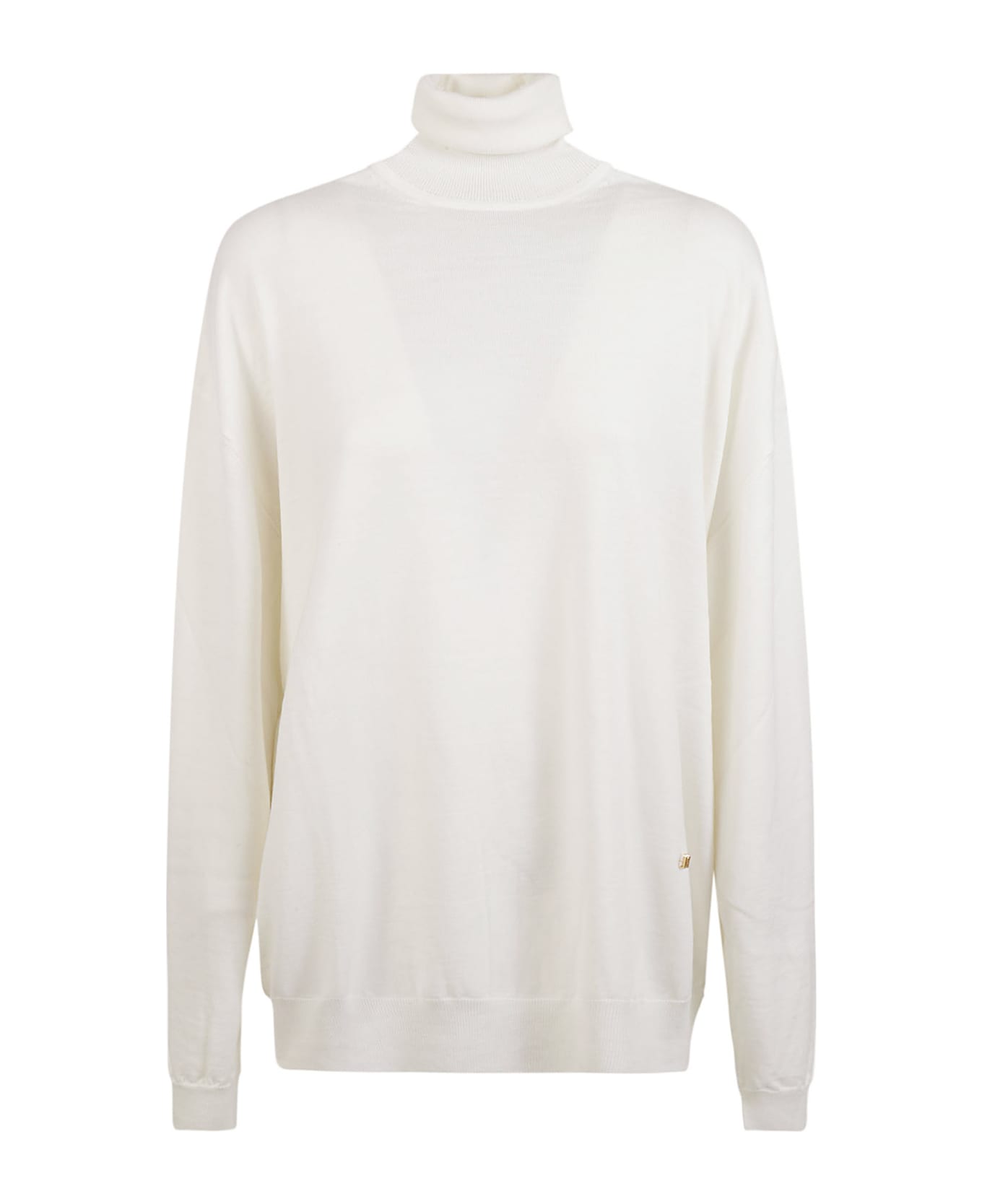 Moschino Turtleneck Rib Trim Plain Pullover - White